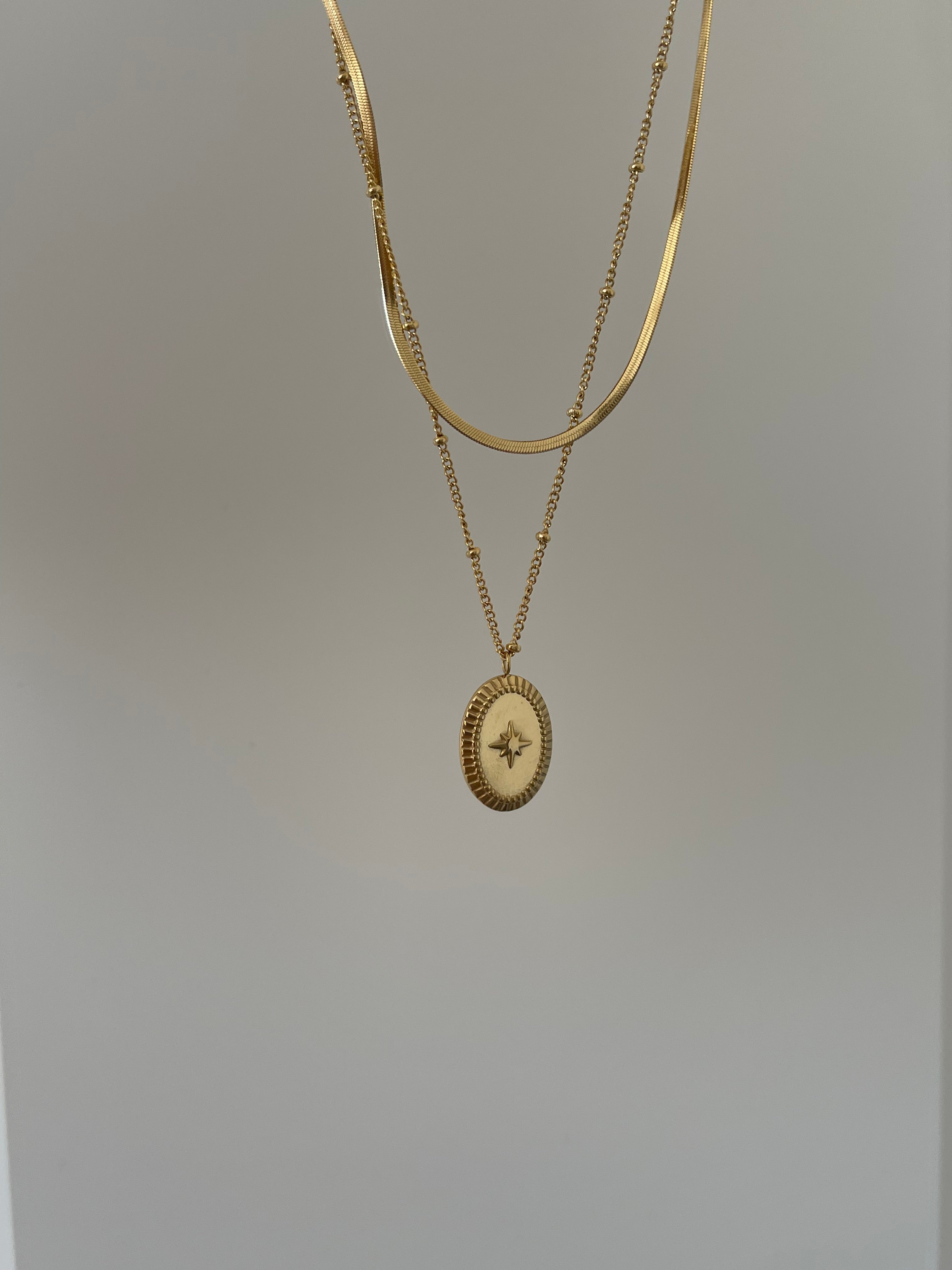 Çelik birleşik zincir kutup yıldızı kolye