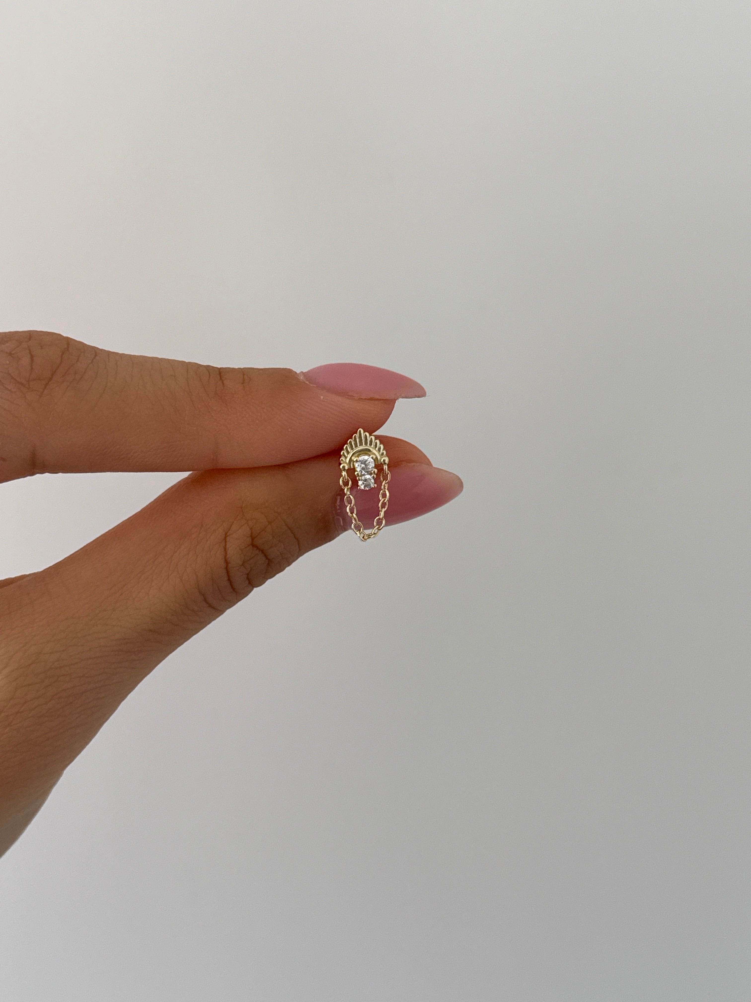 925 gümüş sarkıt zincir piercing