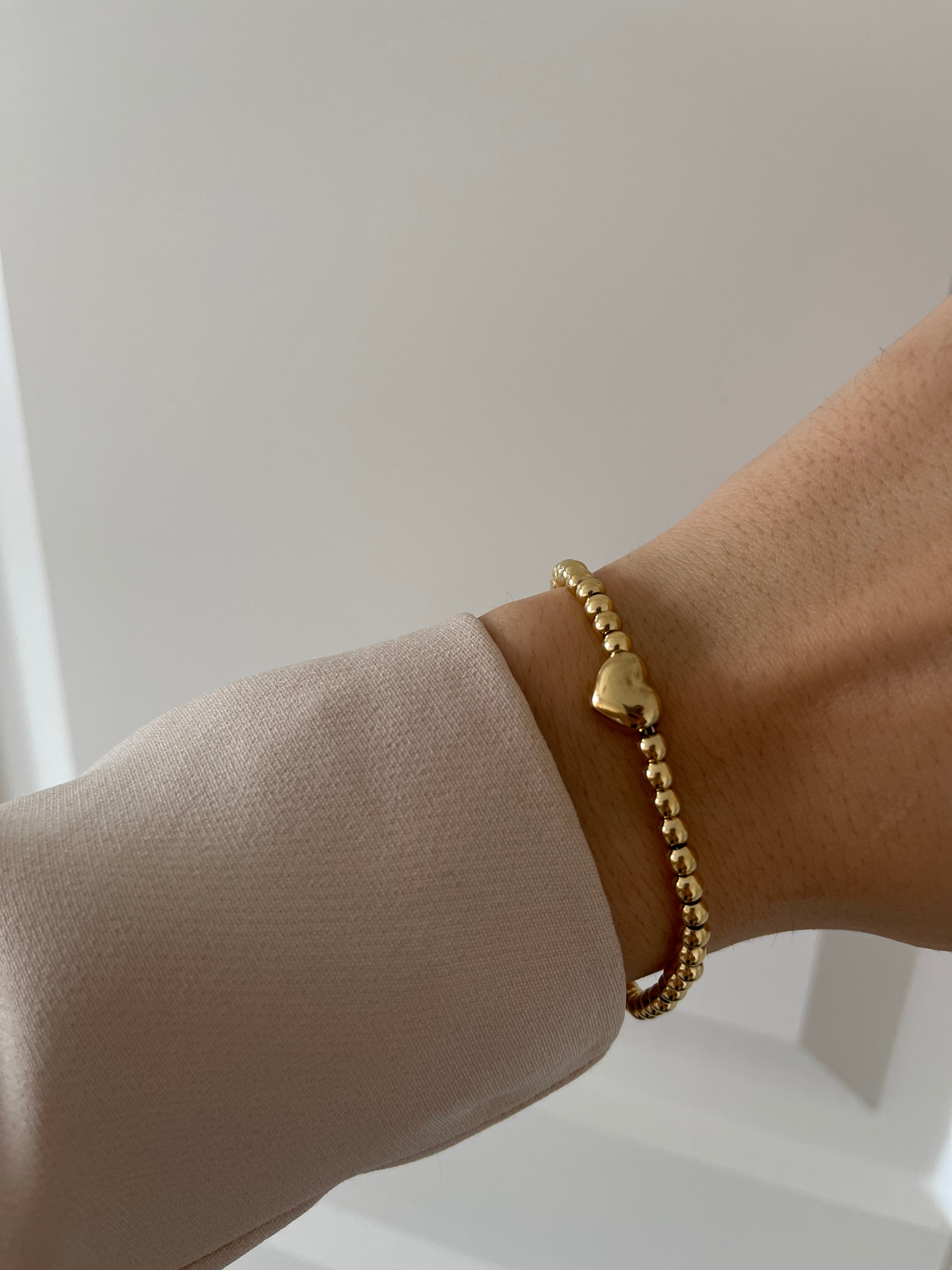 Çelik topçuk zincir kalp bileklik