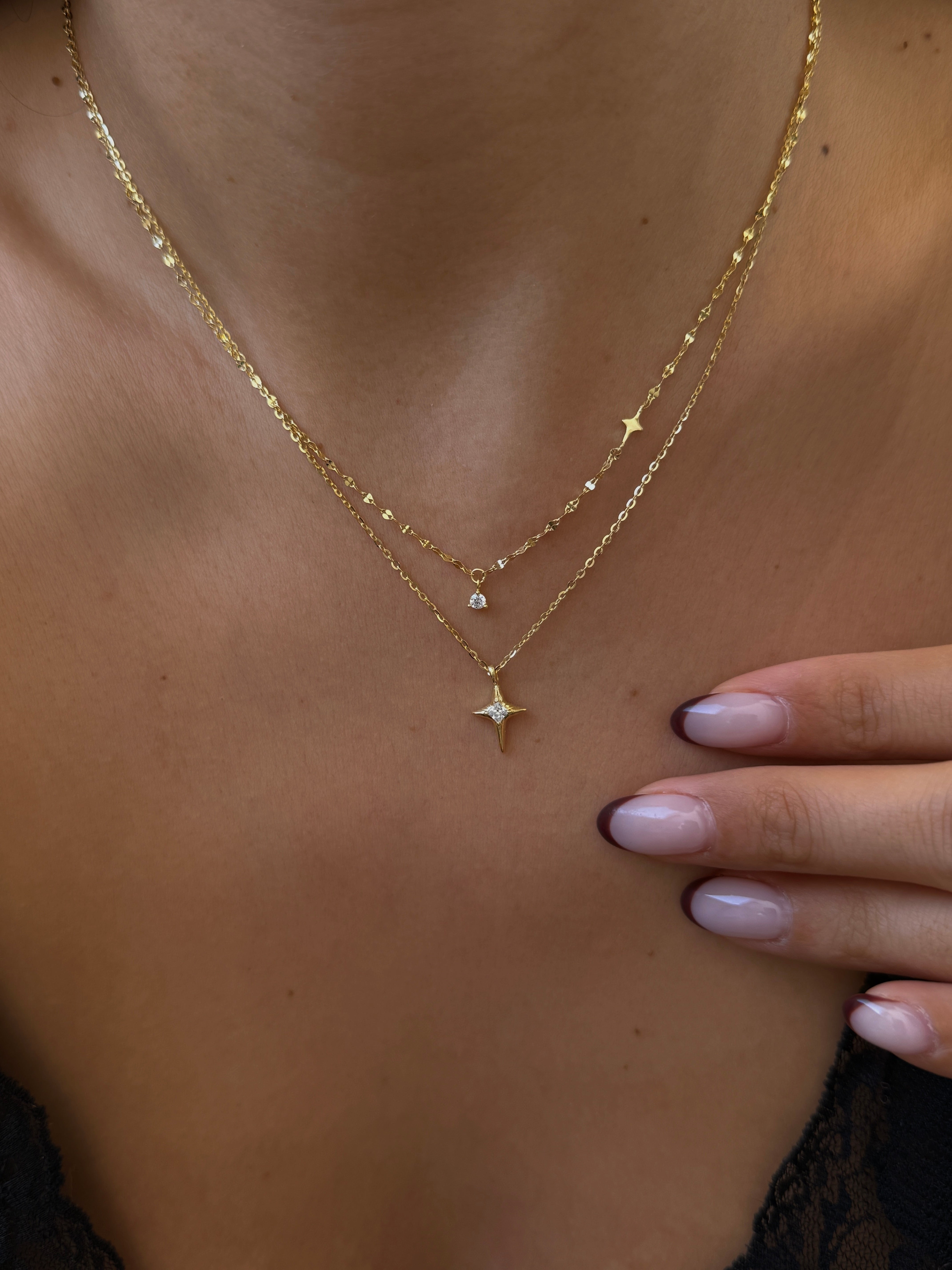 925 gümüş birleşik zincir kutup yıldızı kolye