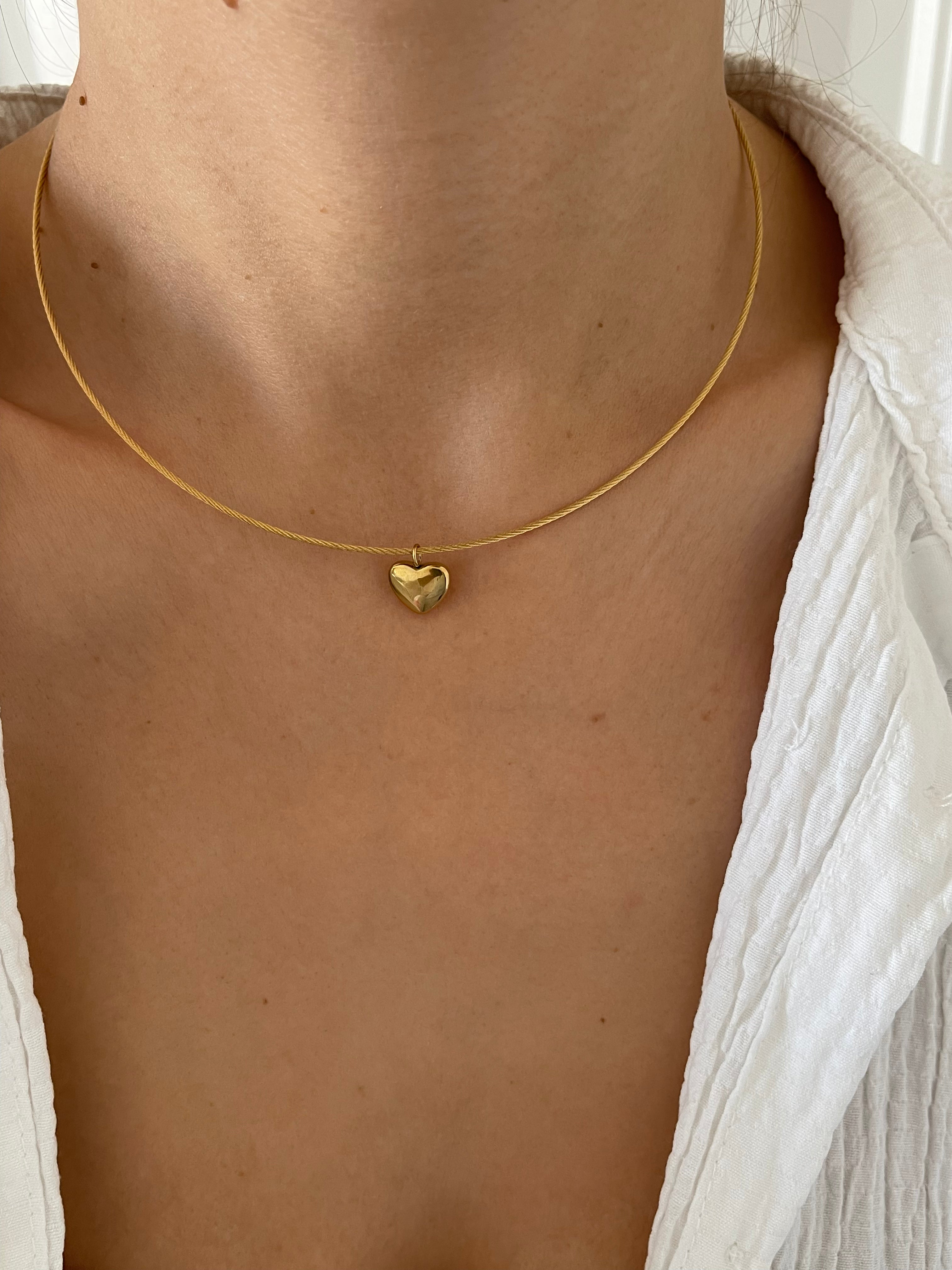 Çelik choker kalp kolye