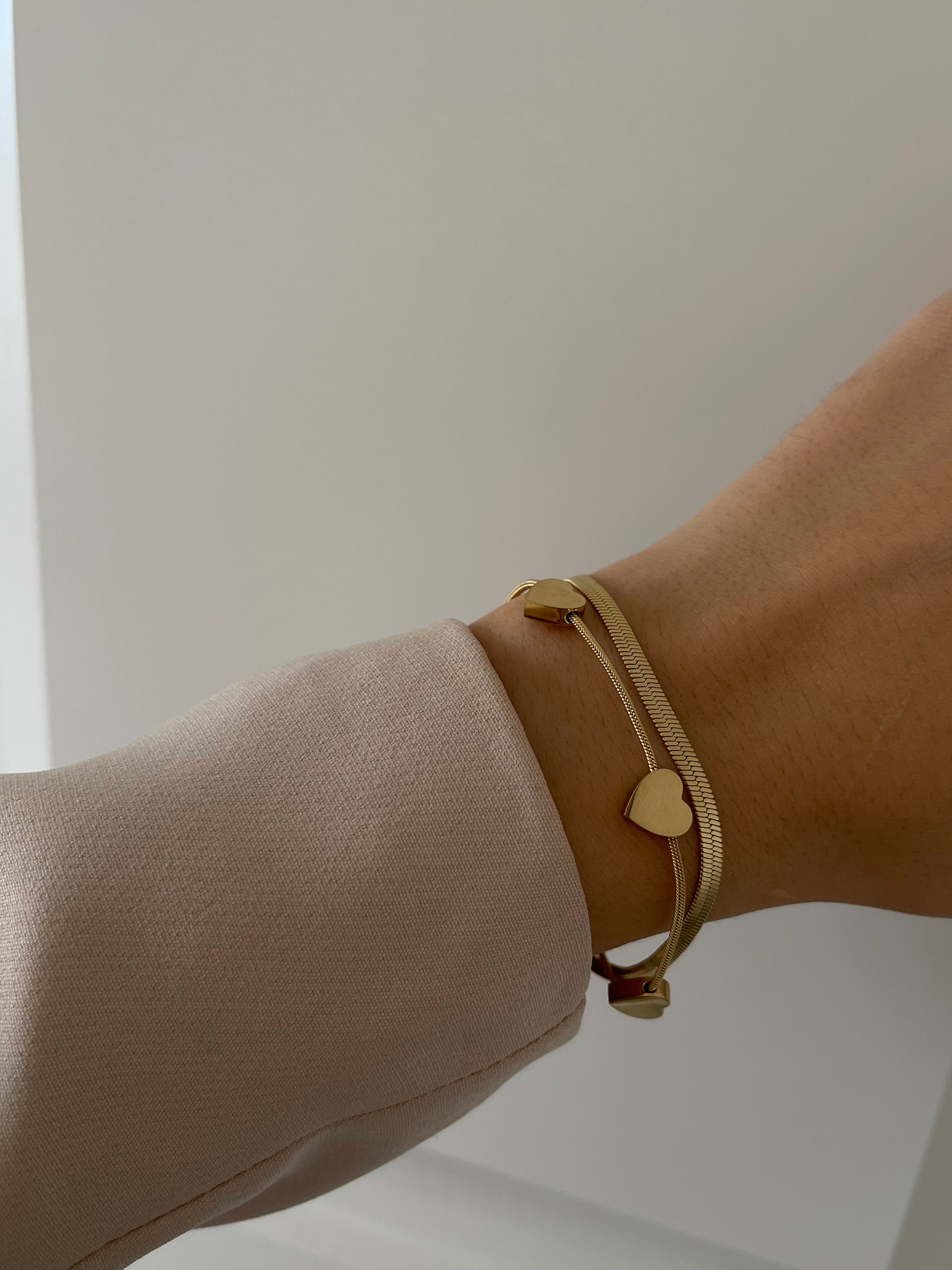 Çelik birleşik kalp figür bileklik