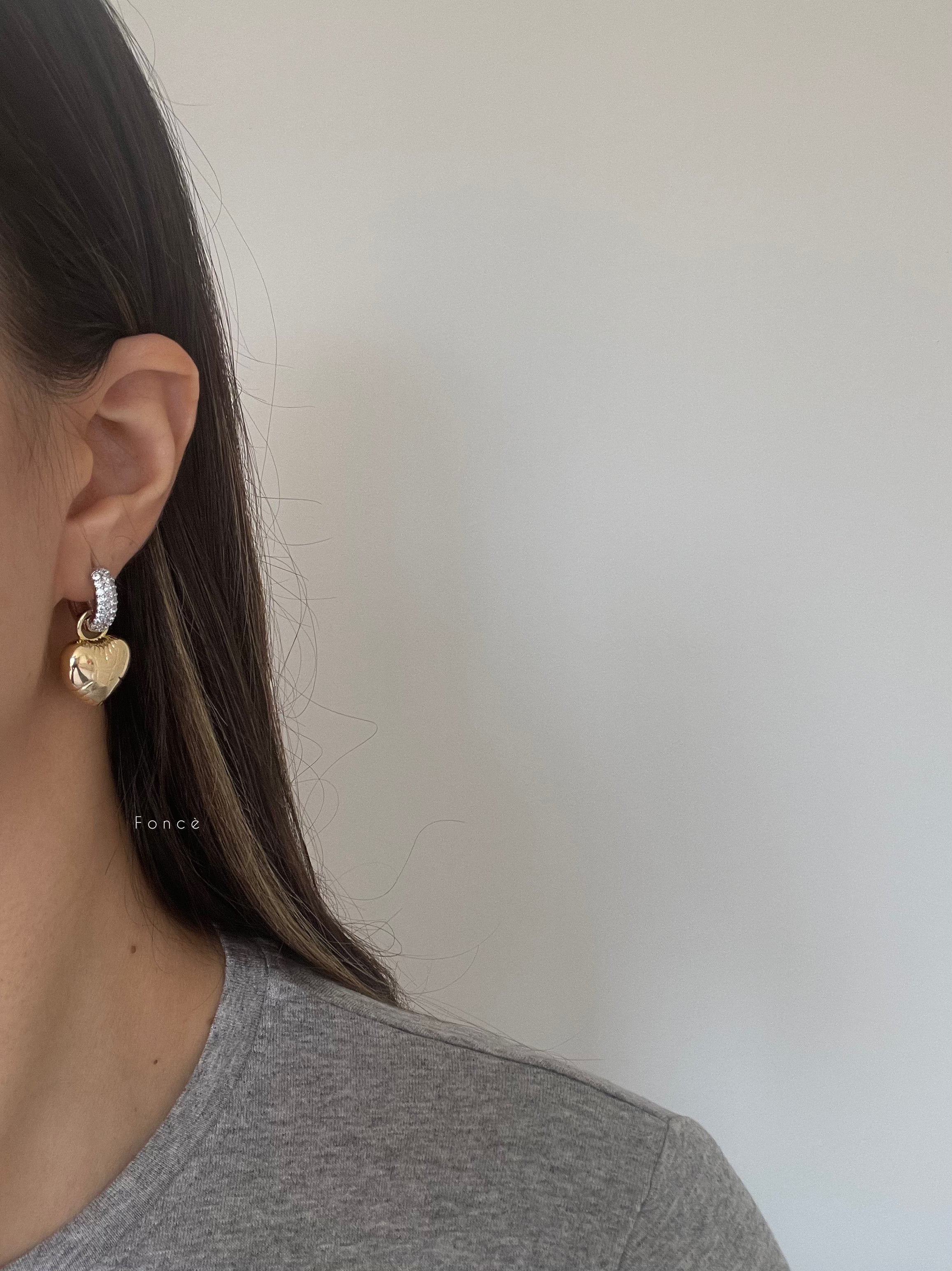 Mix bombeli kalp küpe