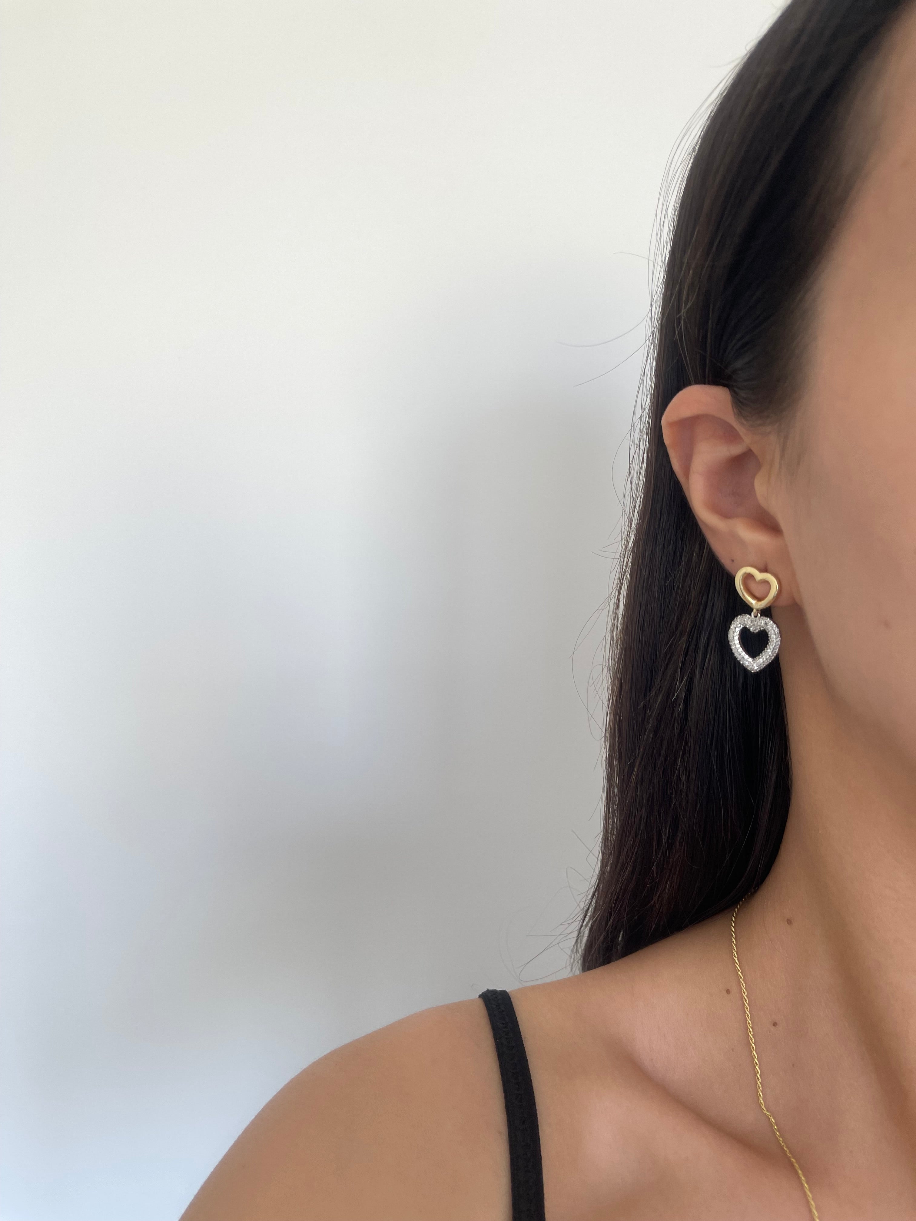 Gold & silver kalp küpe