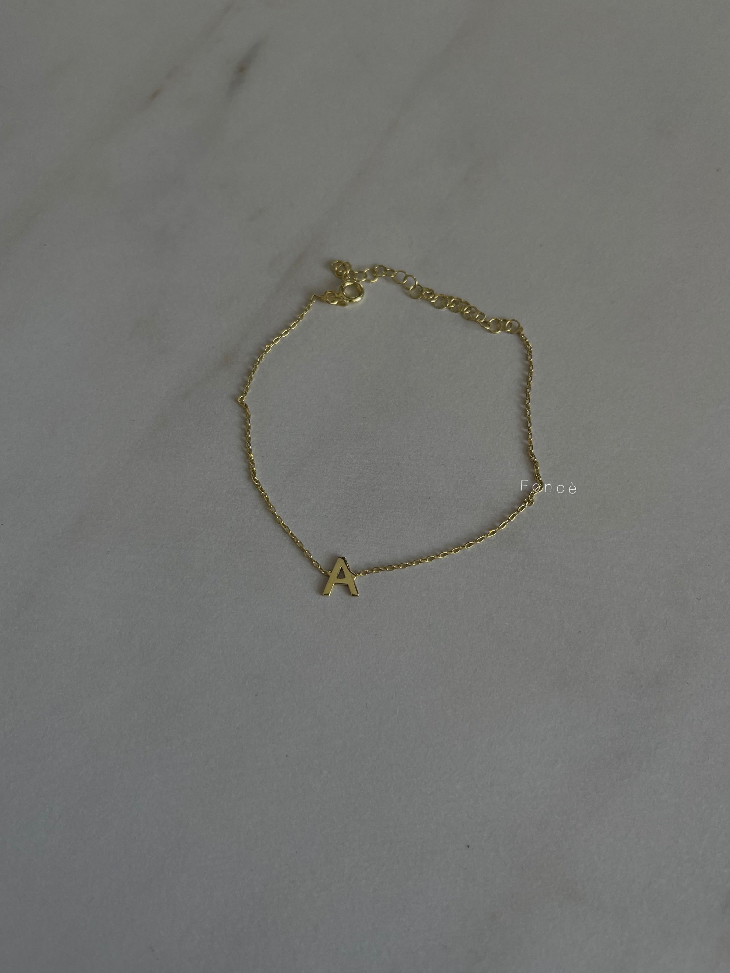 925 gümüş basic harf bileklik