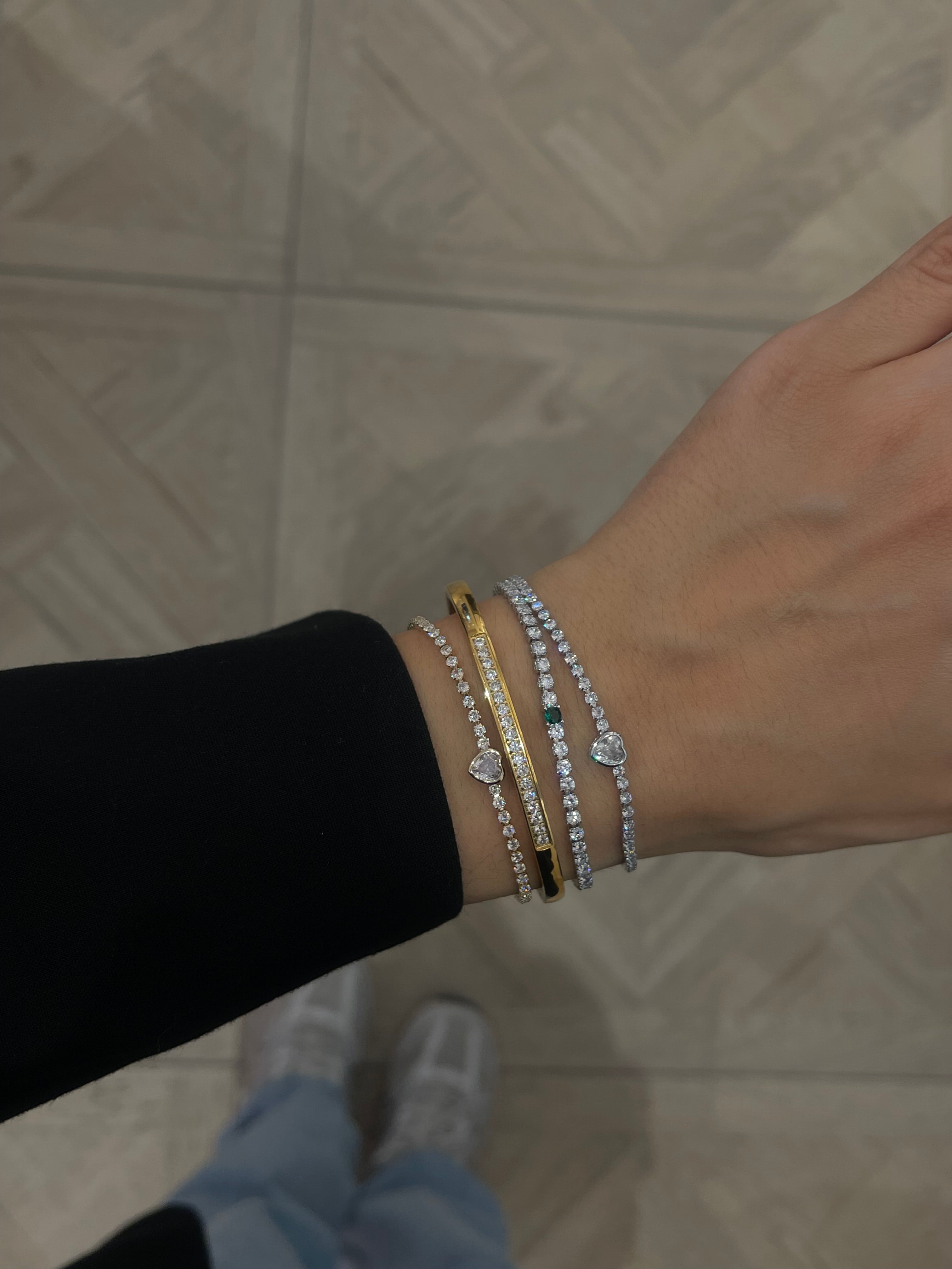 Yeşil taş detay su yolu bileklik