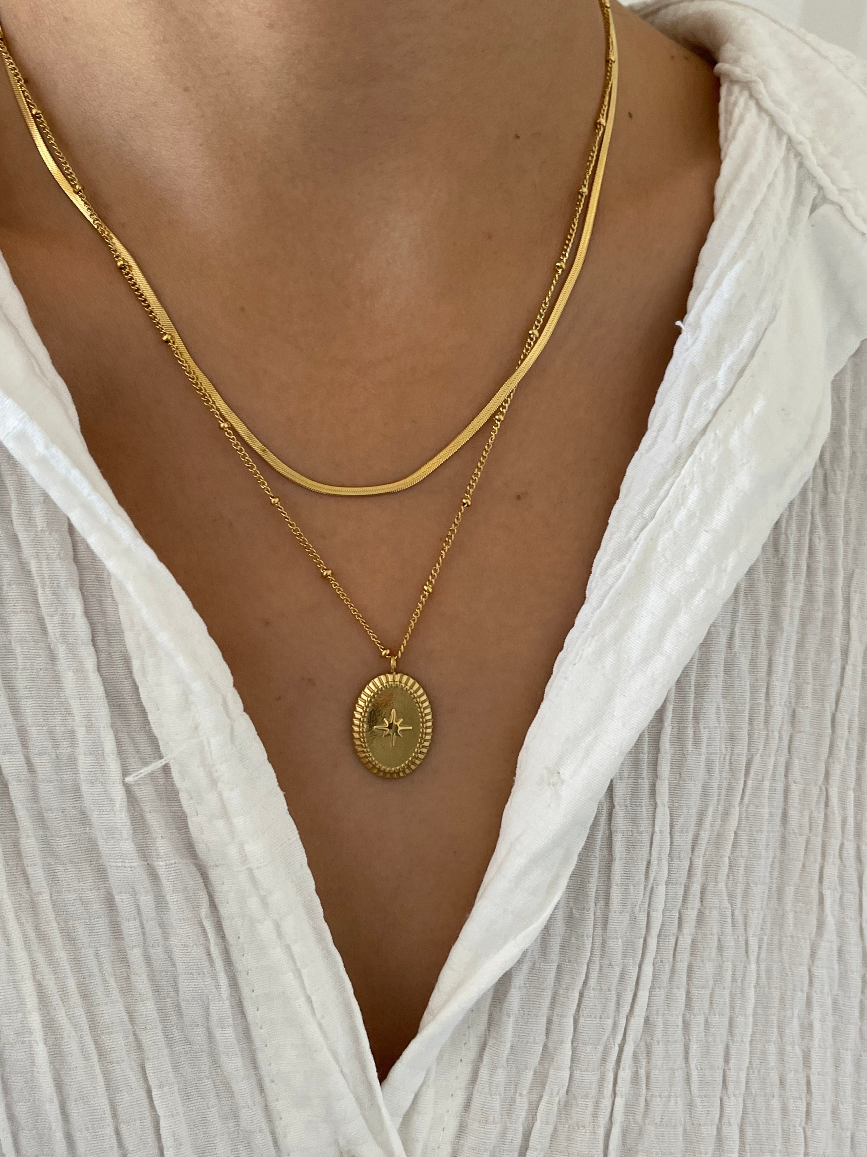 Çelik birleşik zincir kutup yıldızı kolye