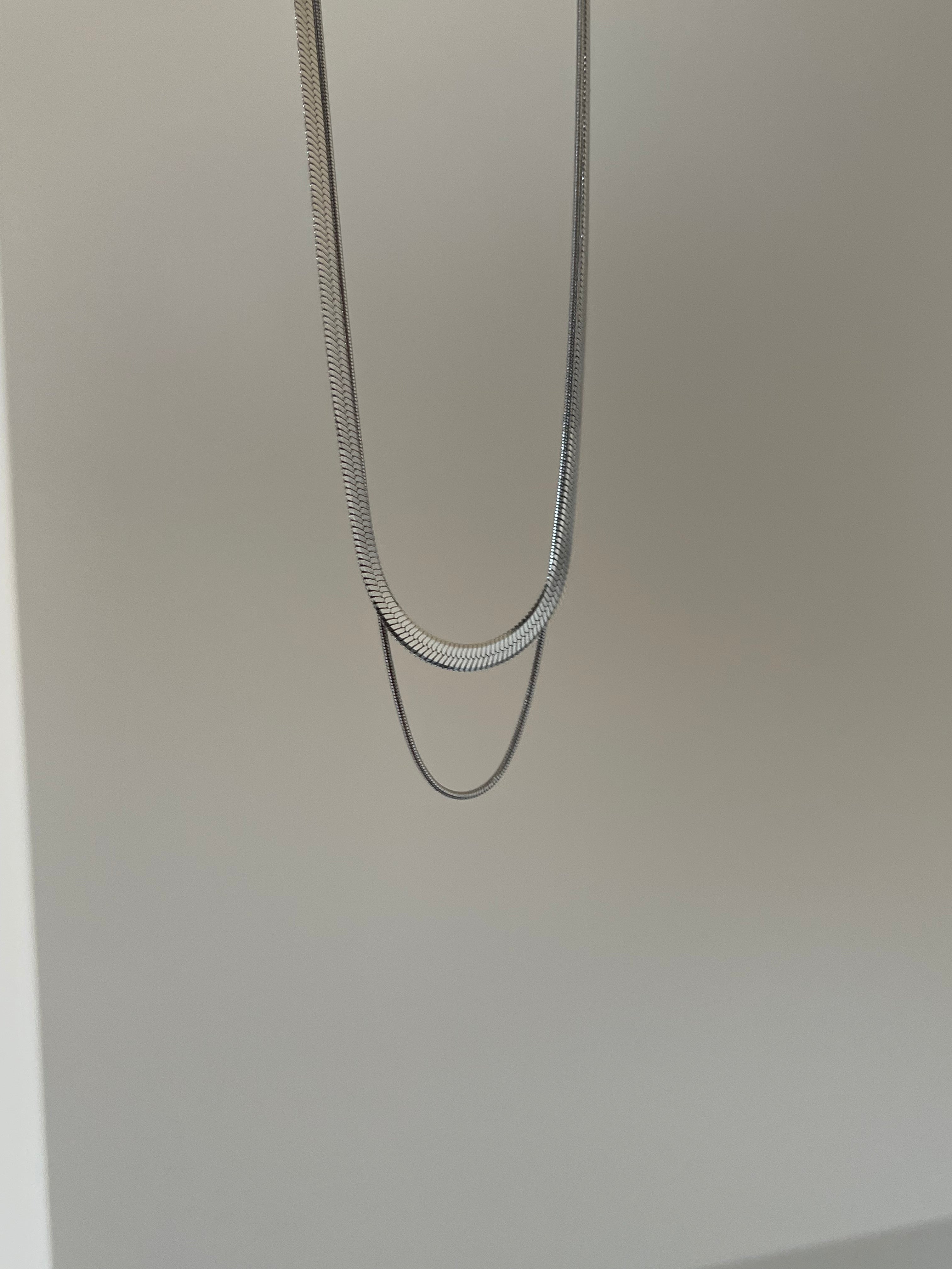 Çelik silver italyan & yılan zincir kolye