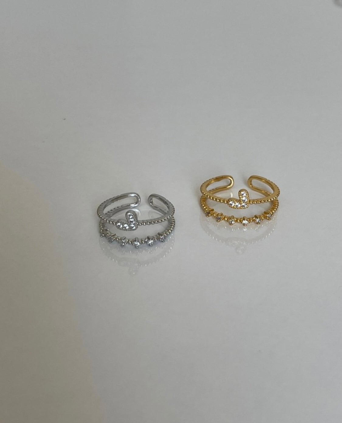 Yatay mini kalpli yüzük