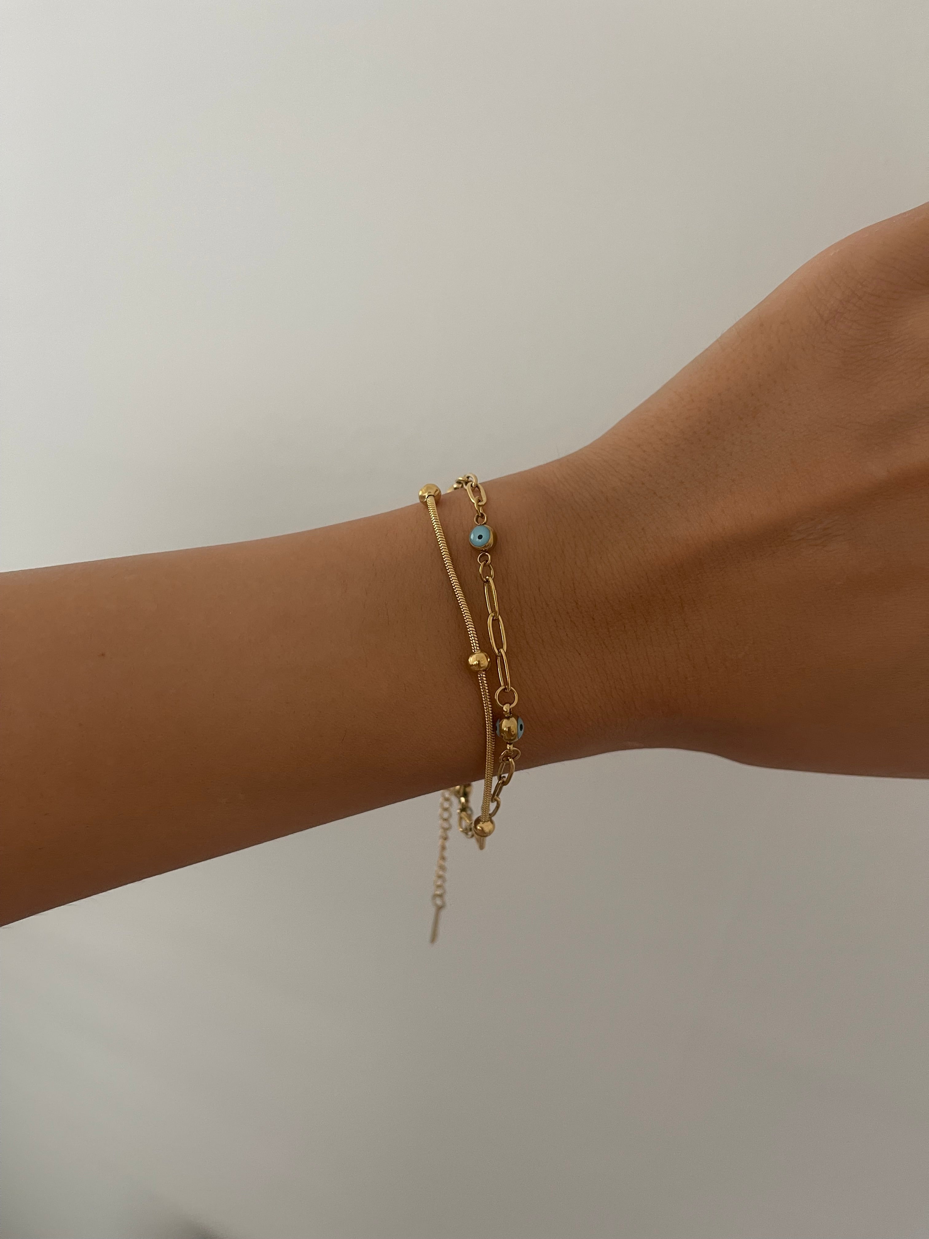 Çelik çift sıra nazar bileklik