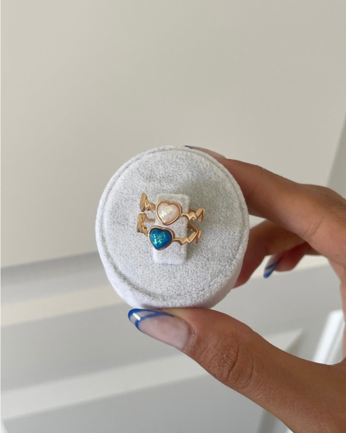 Sedefli kalp yüzük