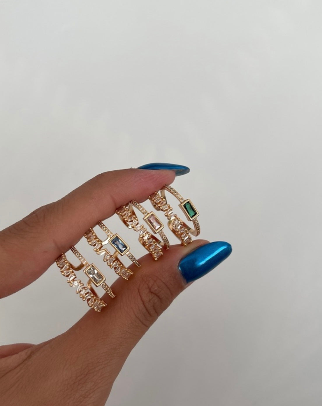 Double tek baget taş yüzük