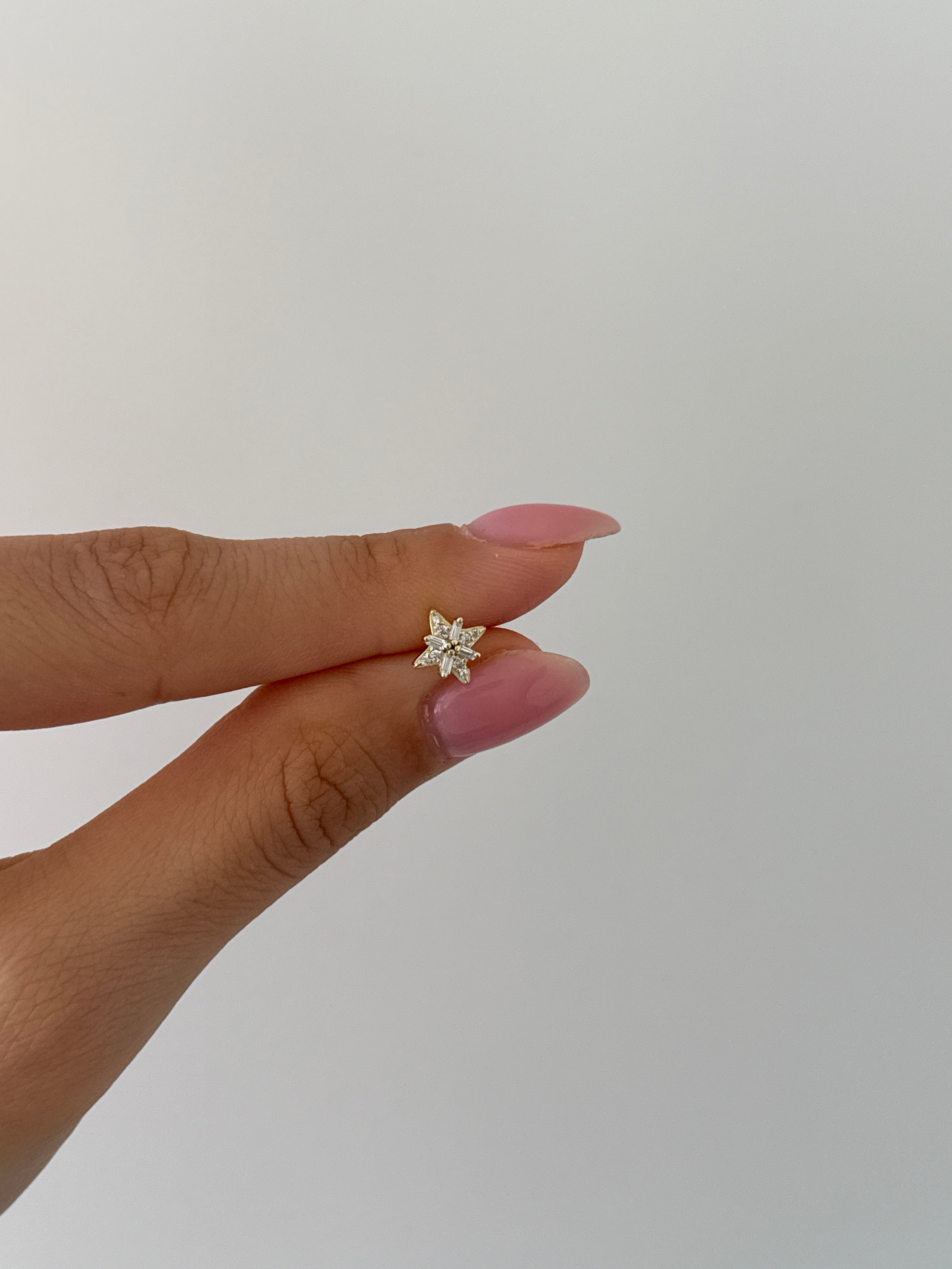925 gümüş büyük taşlı dörtgen piercing