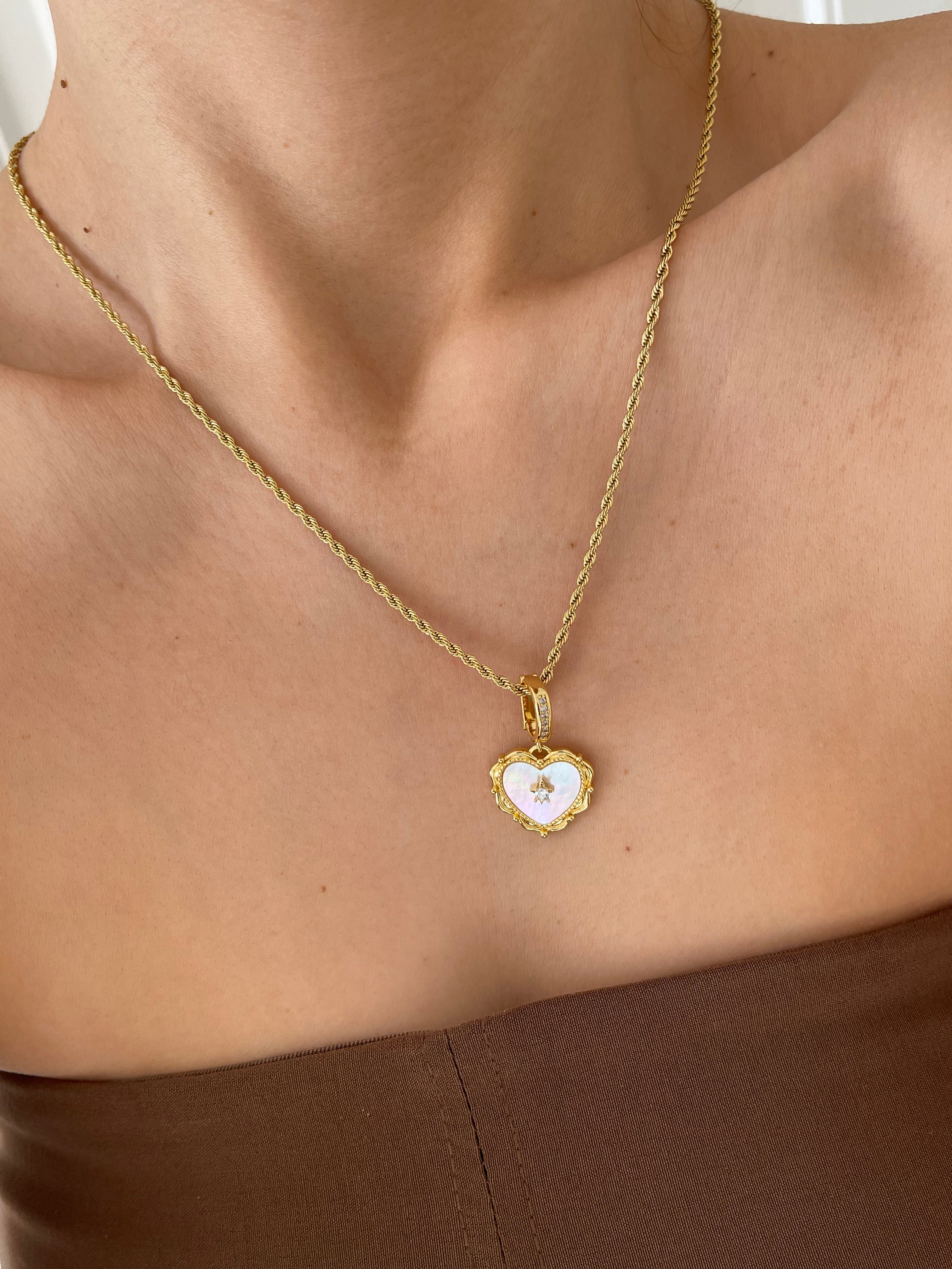 Çelik vintage heart kolye