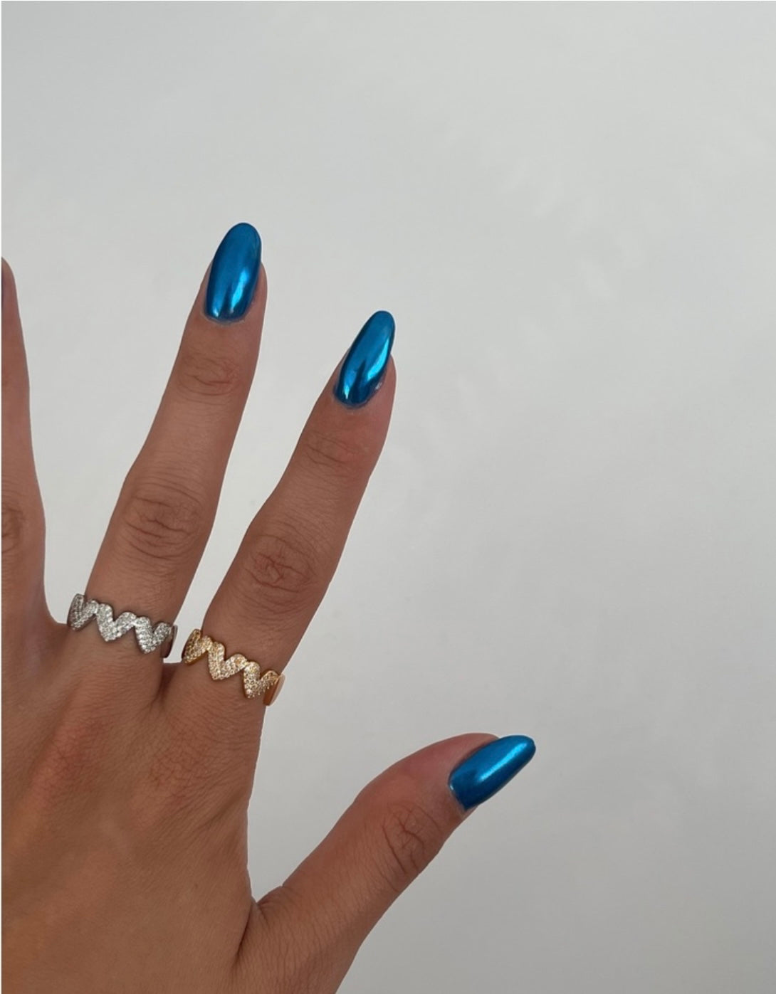 Düz & taş birleşik kalp yüzük