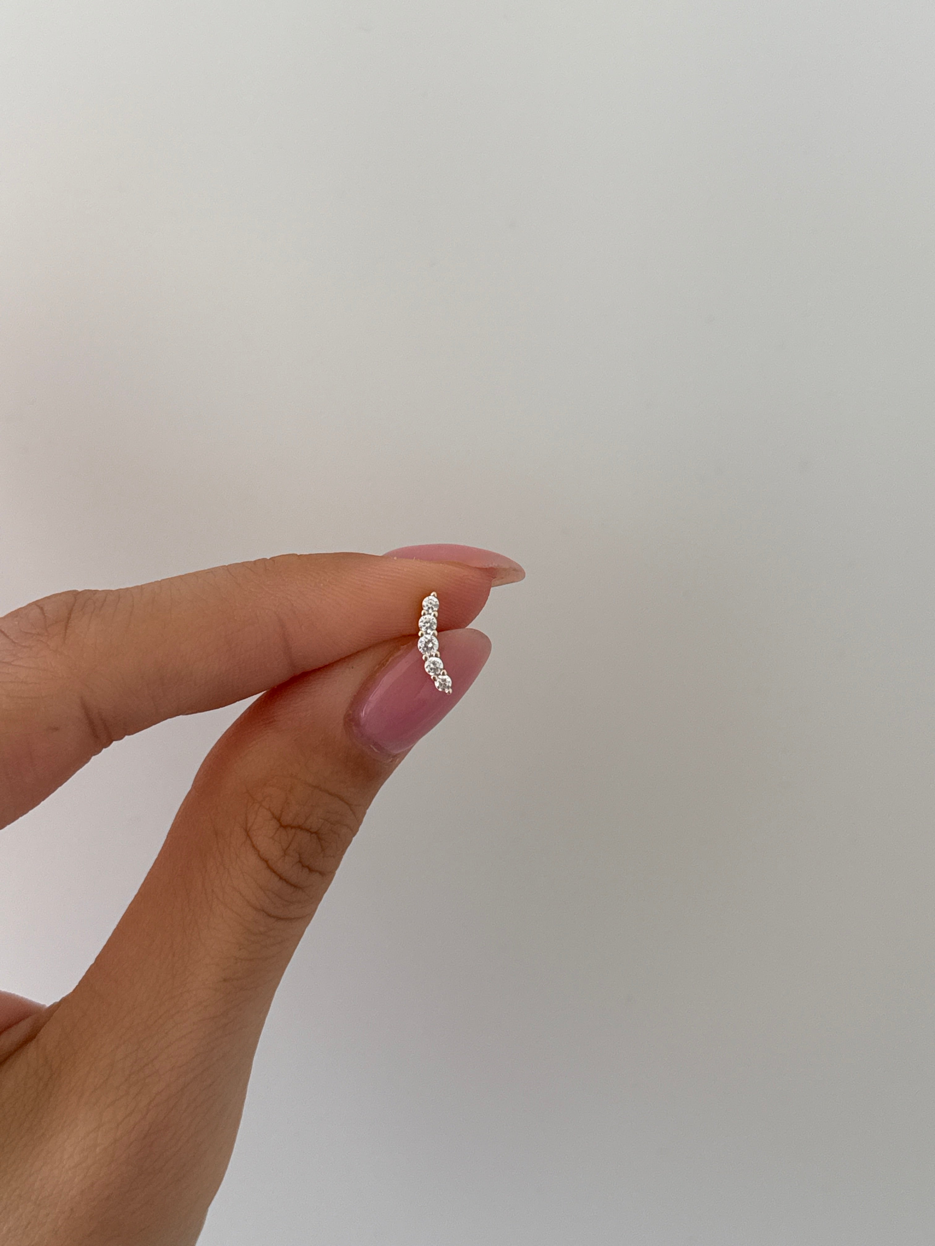 925 gümüş beş taş piercing