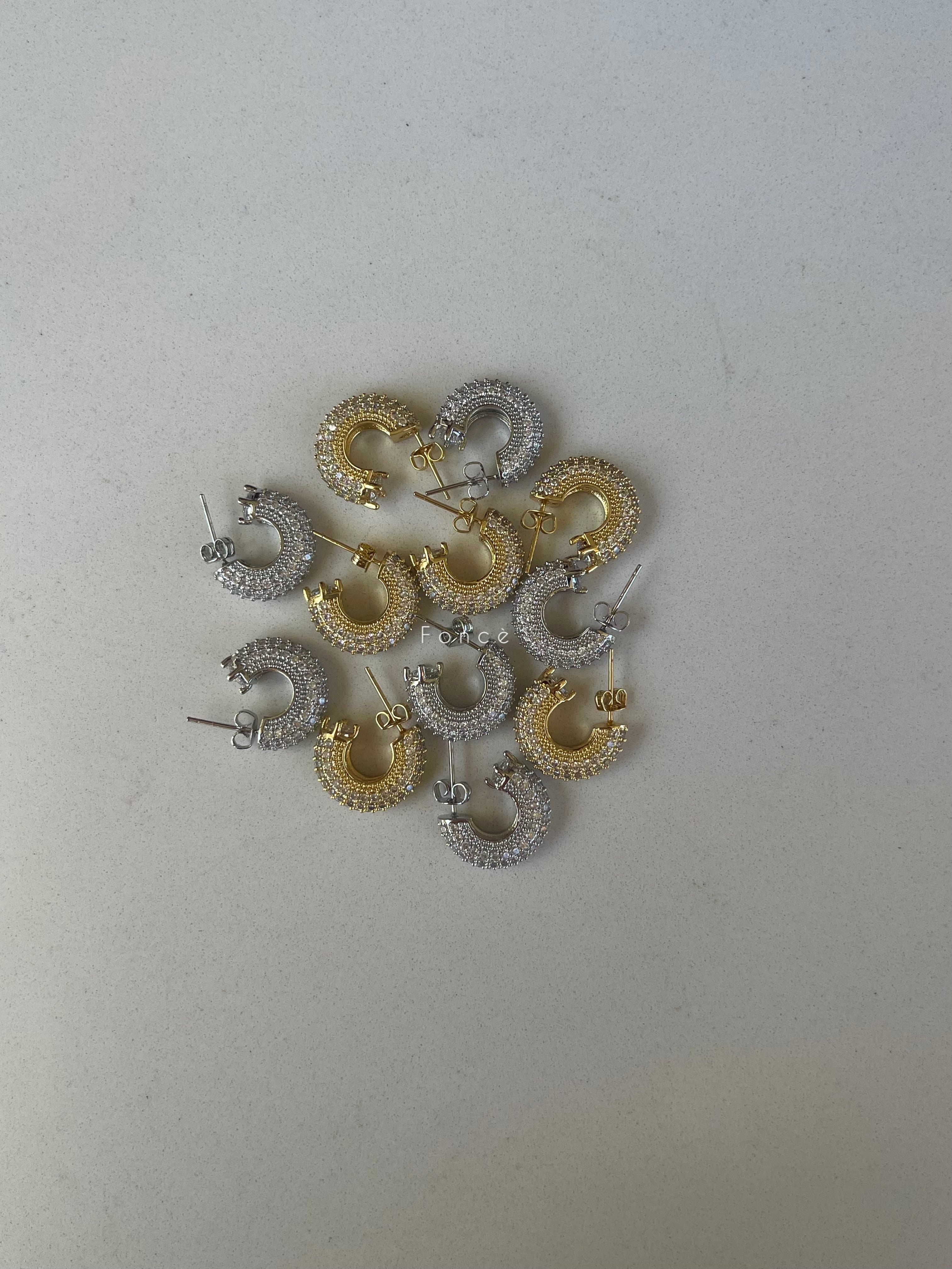 Full taşlı kalın halka küpe