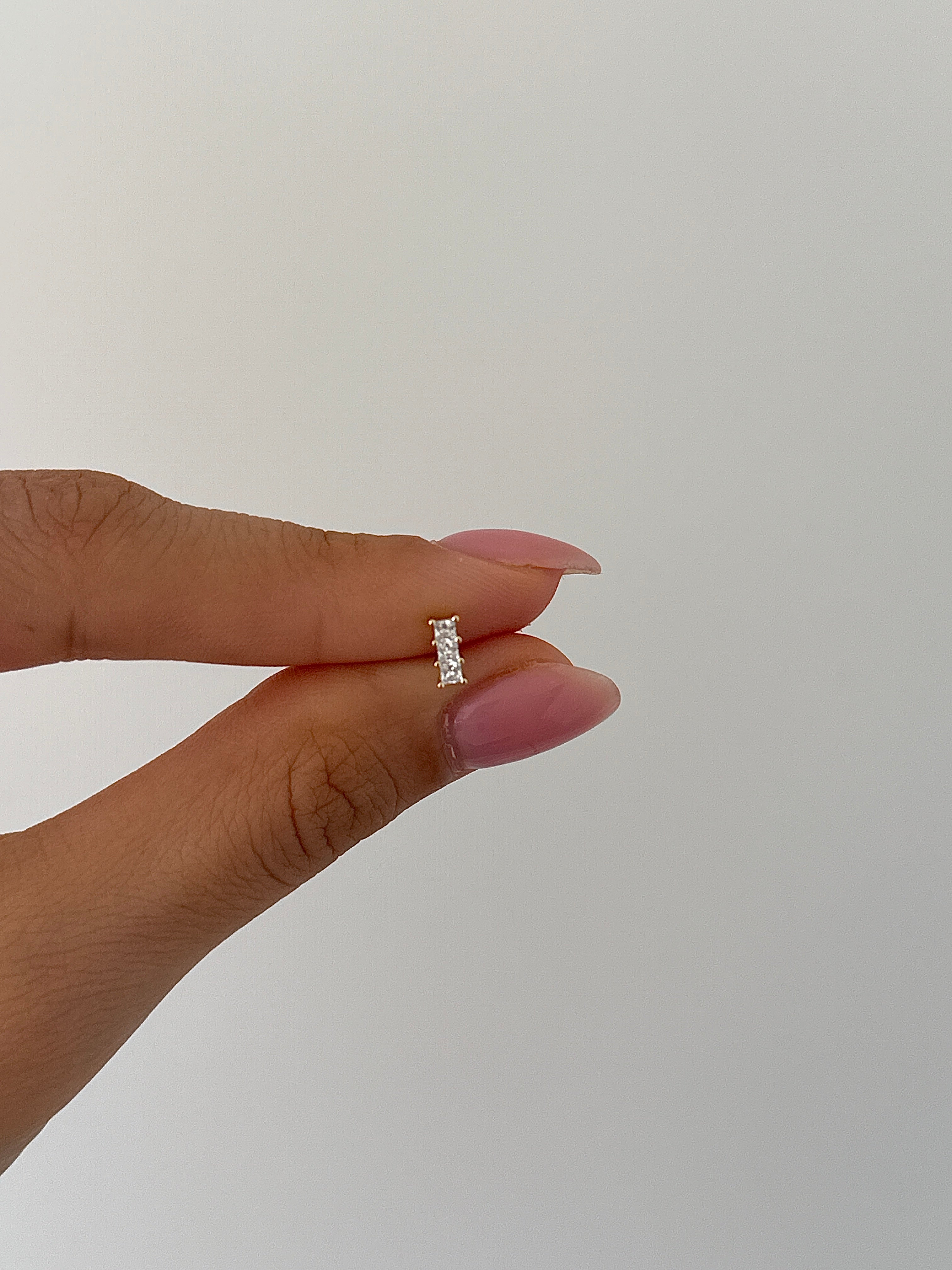 925 gümüş üçlü kare taş piercing