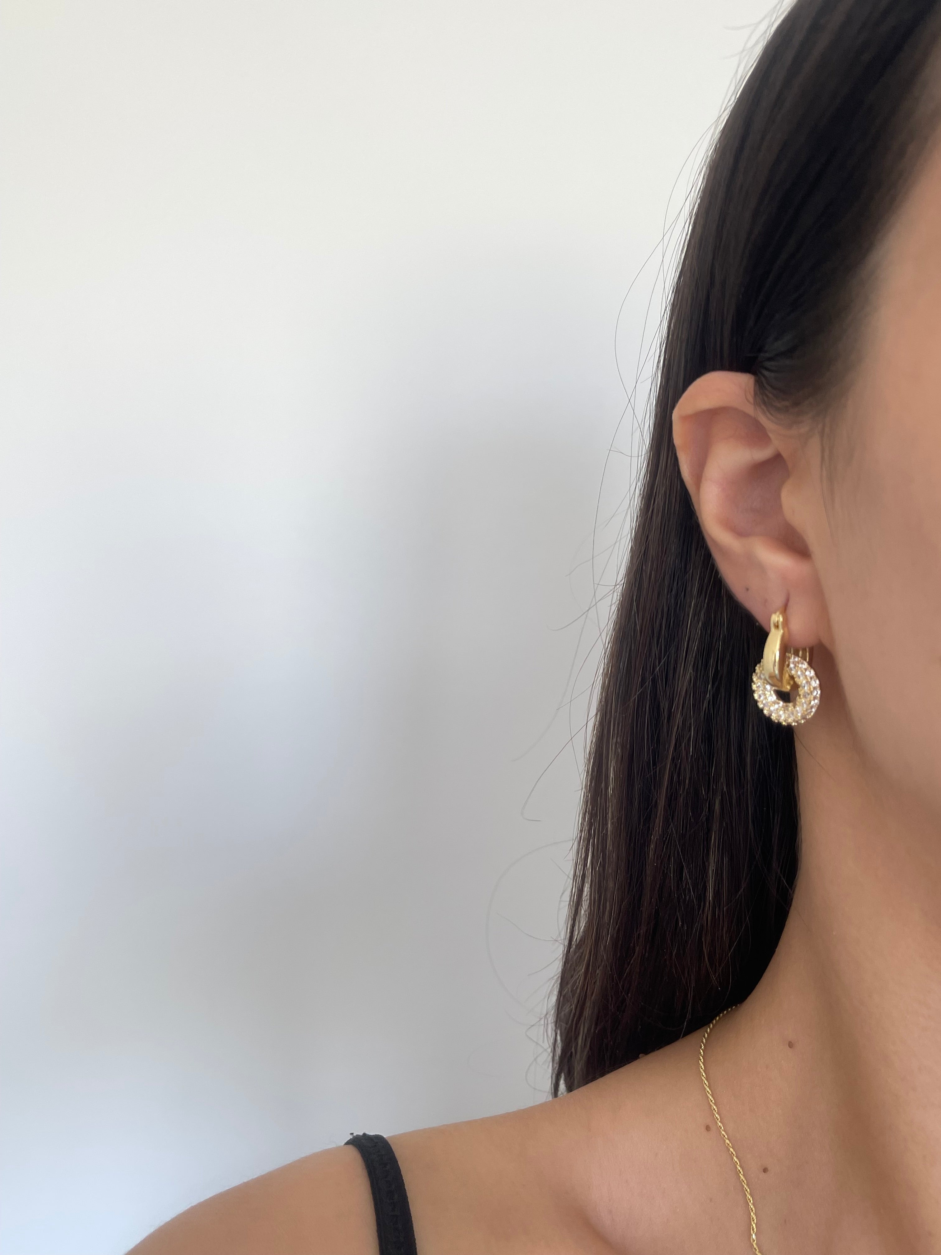 Mix taşlı halka küpe