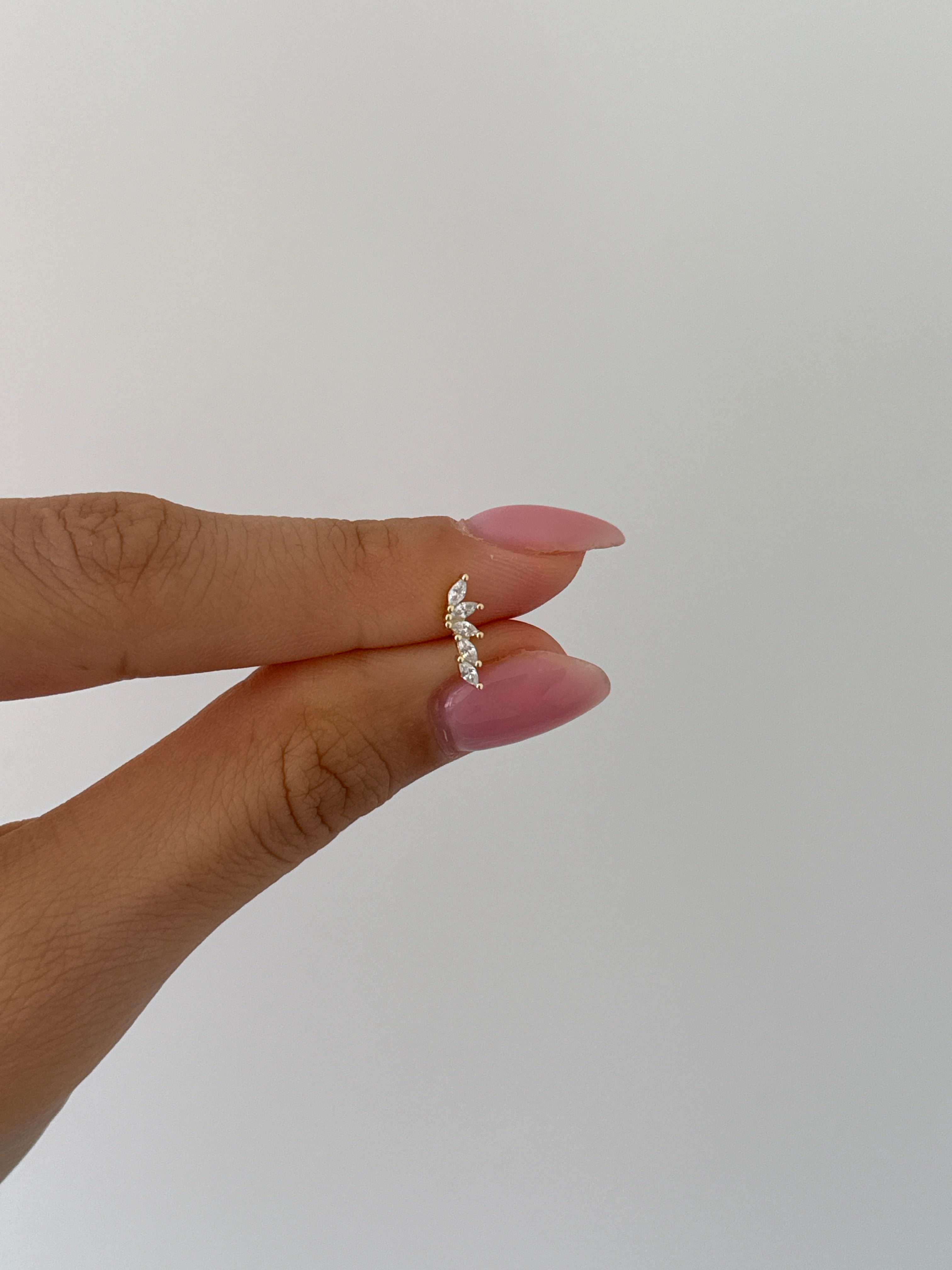 925 gümüş beşli yaprak model piercing