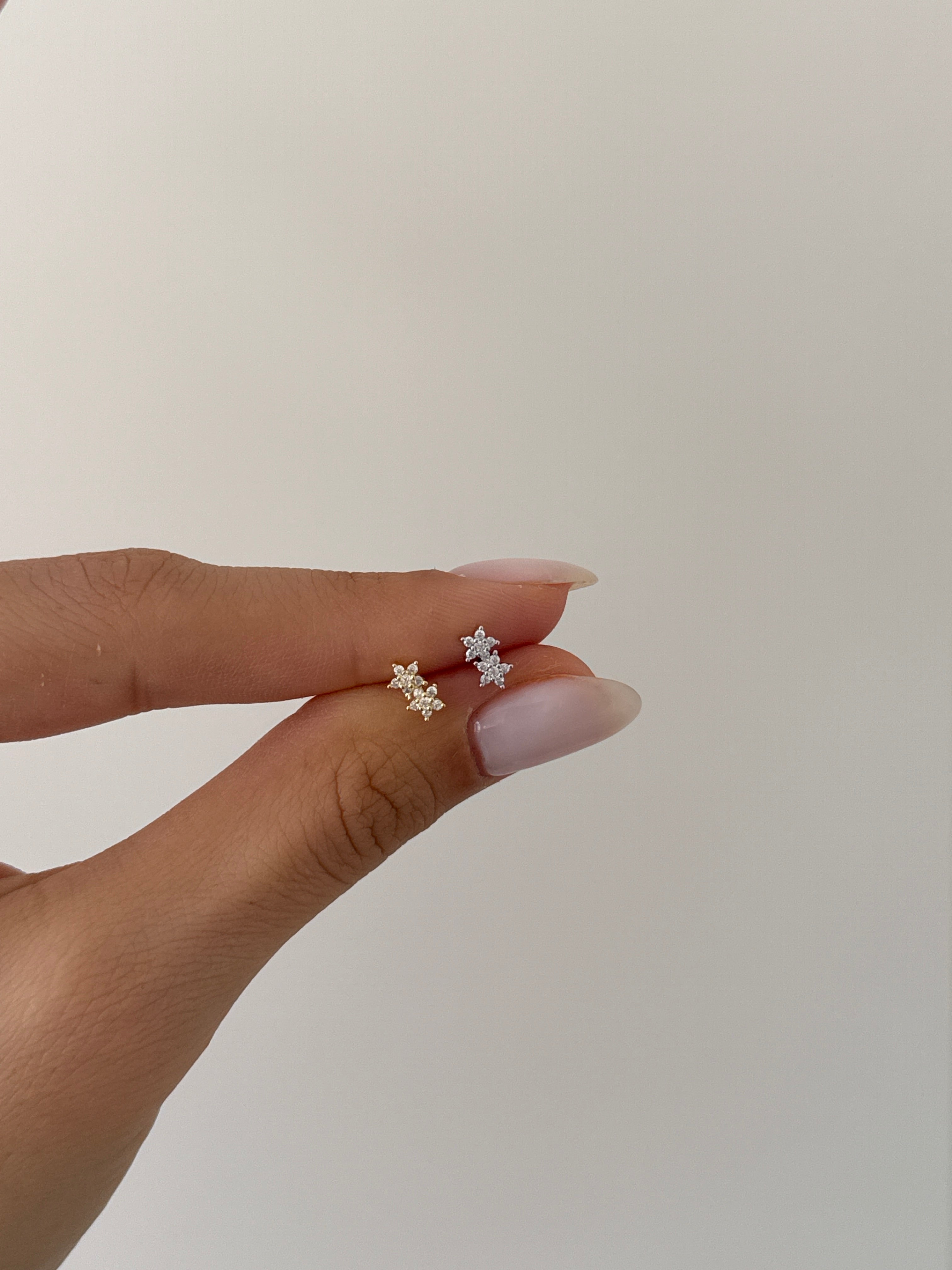 925 gümüş double çiçek piercing