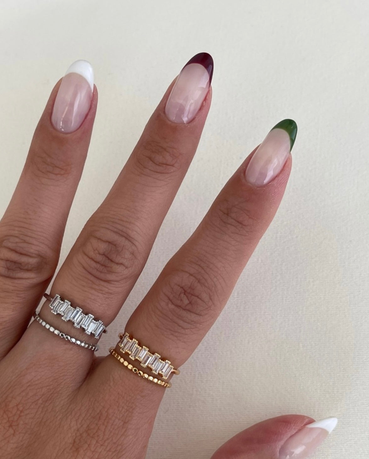 Çift sıra mini baget taş yüzük