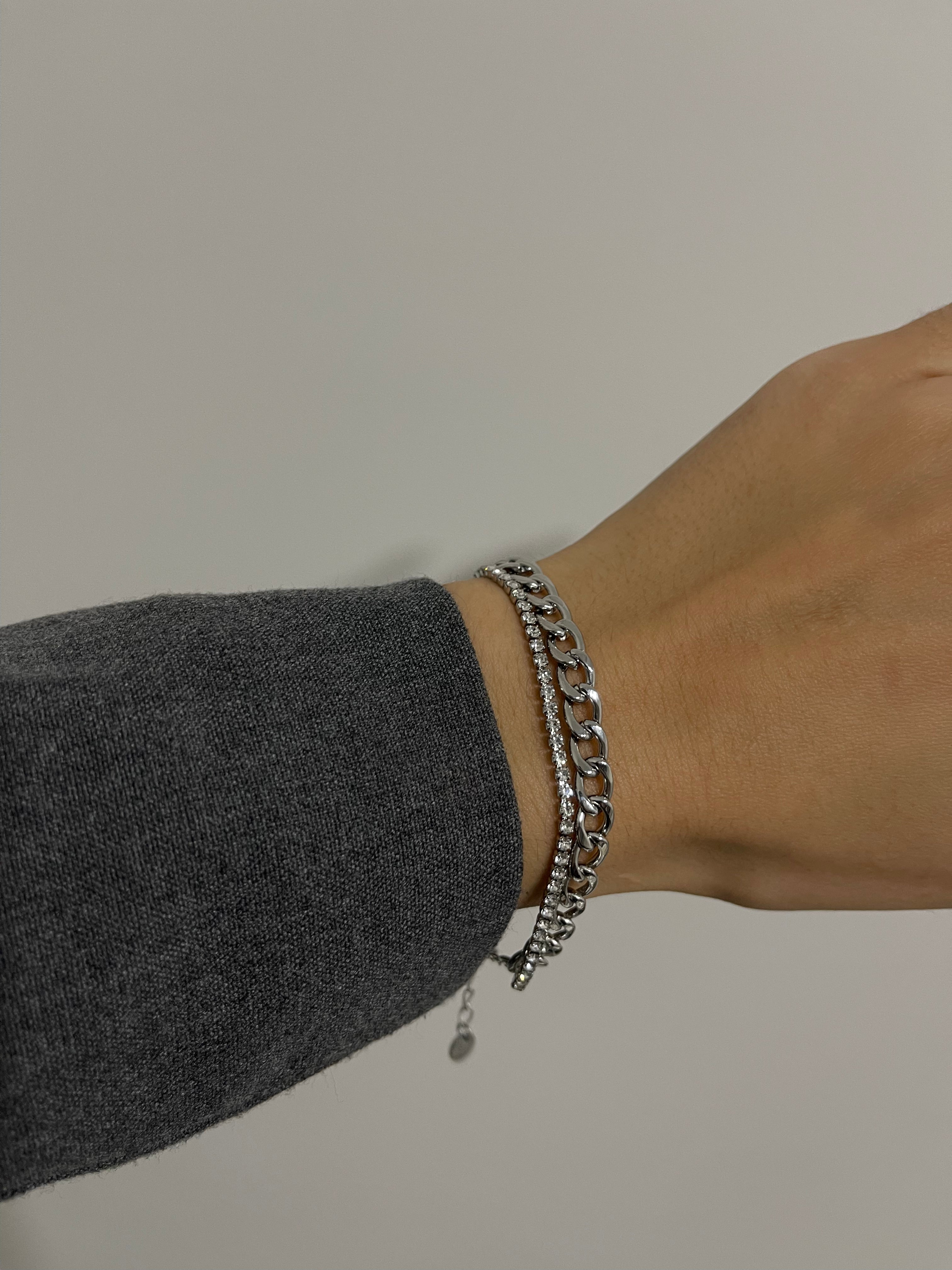 Çelik su yolu & zincir mix bileklik