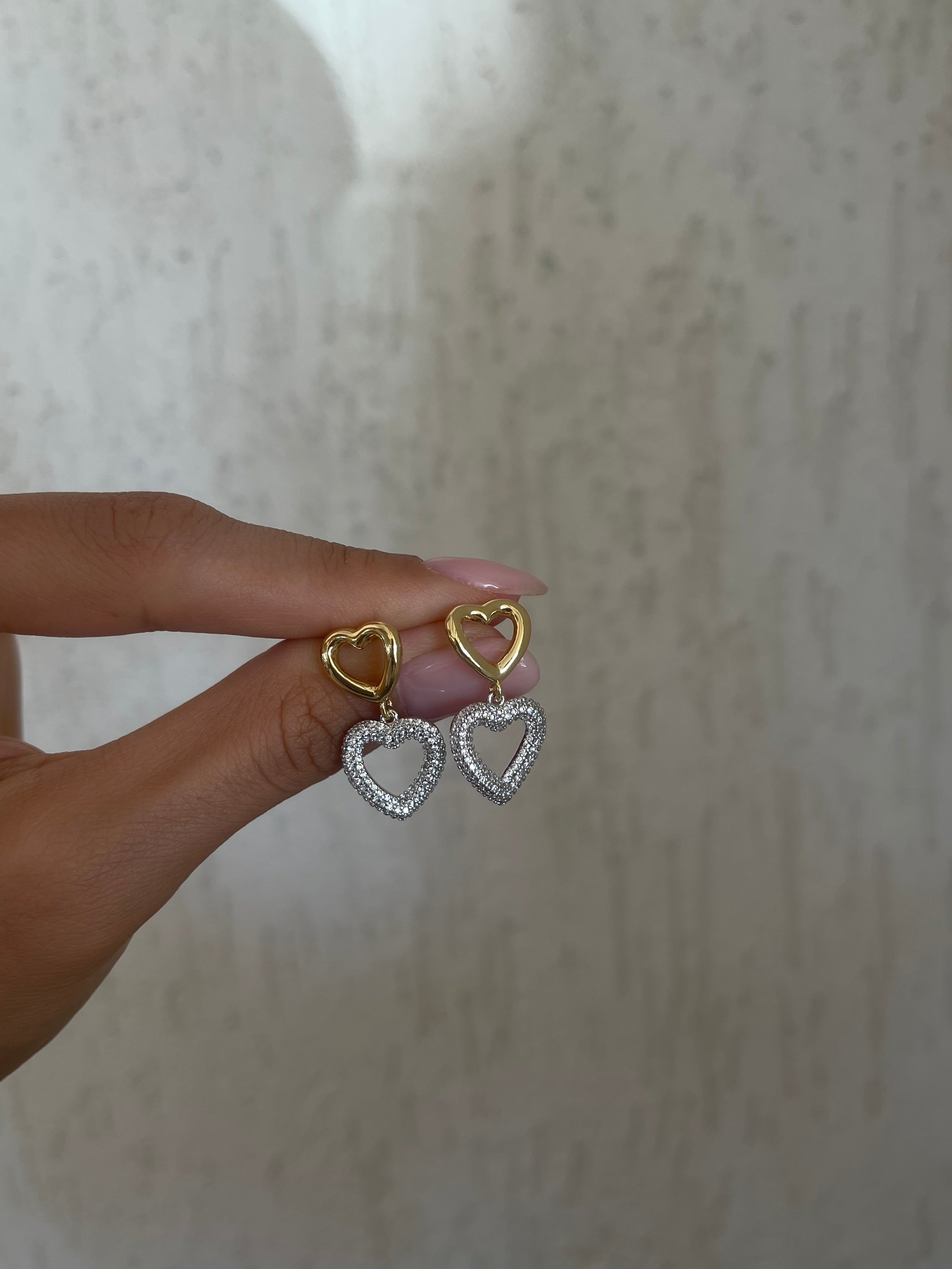 Gold & silver kalp küpe