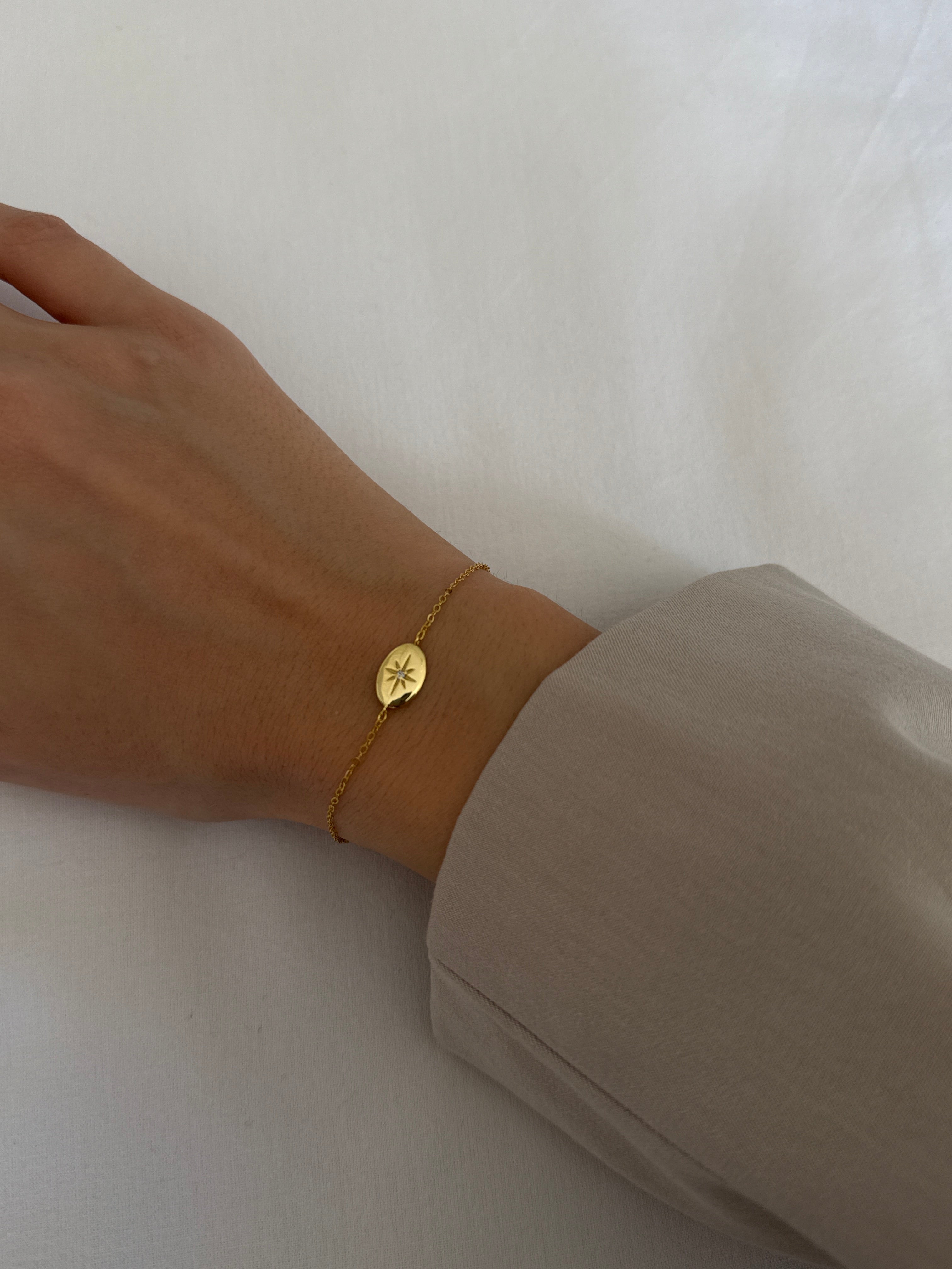 925 gümüş plaka yıldız bileklik