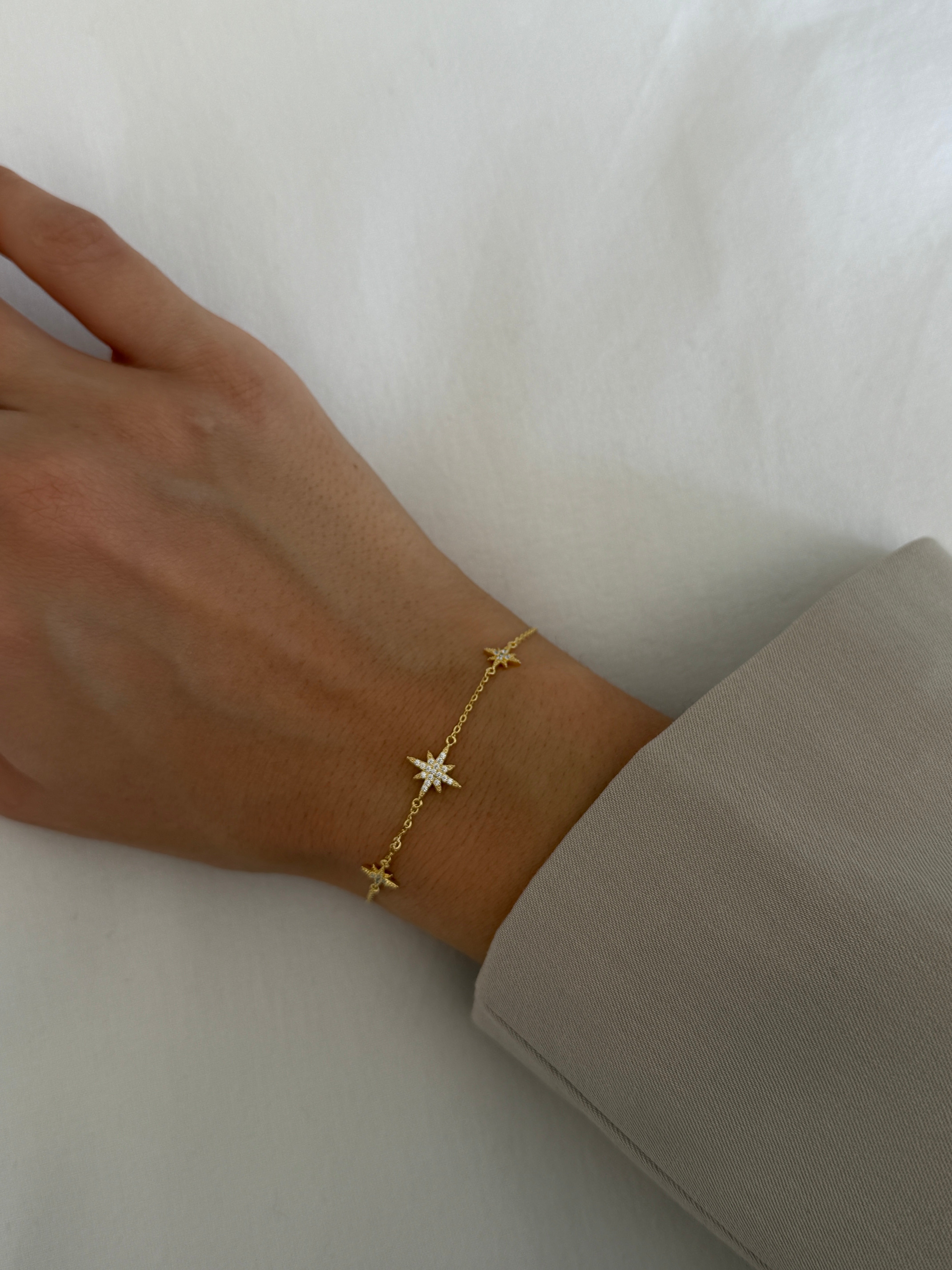 925 gümüş üçlü kutup yıldızı bileklik