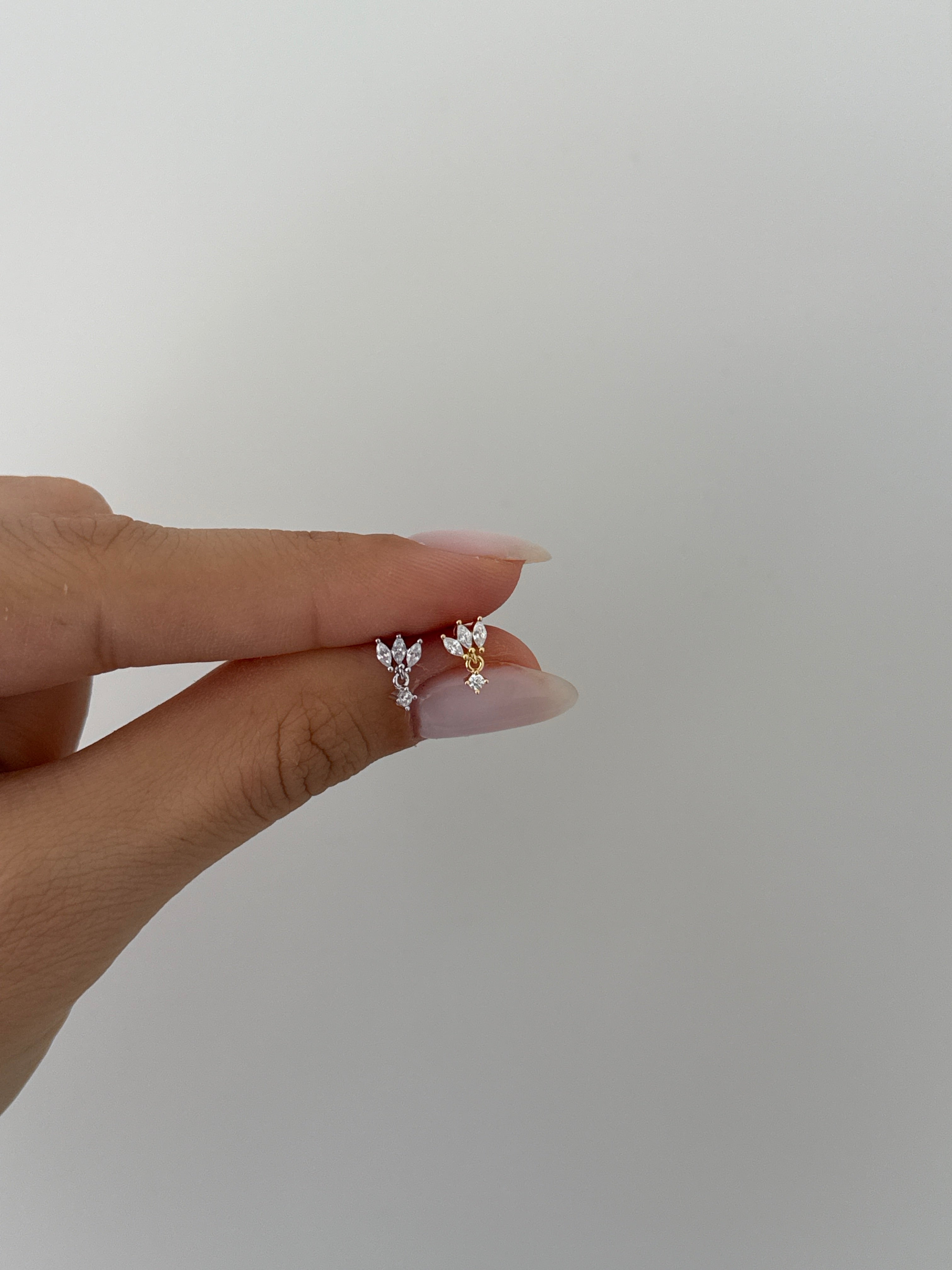 925 gümüş üçlü oval sallantılı piercing