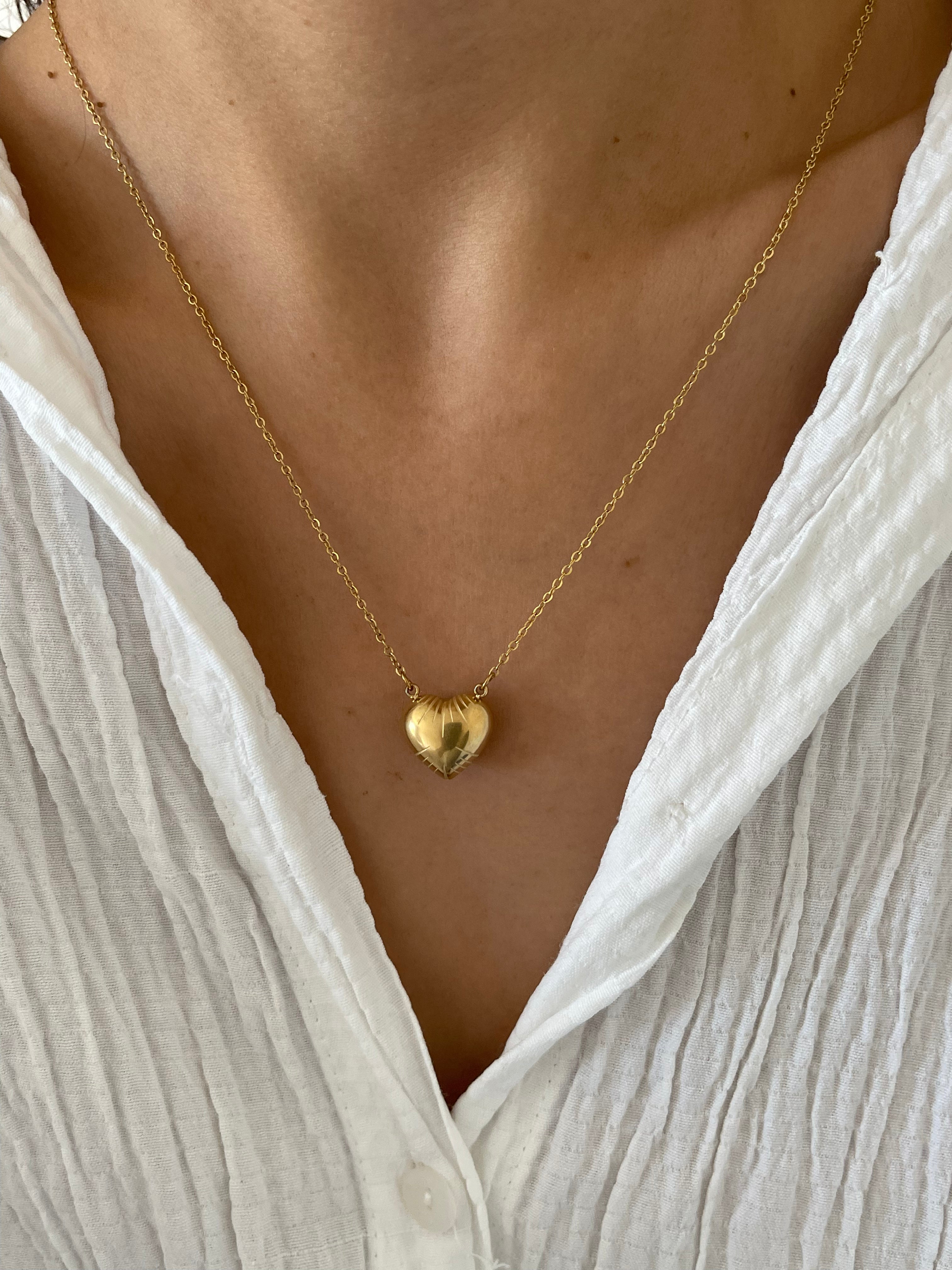 Çelik balon kalp kolye