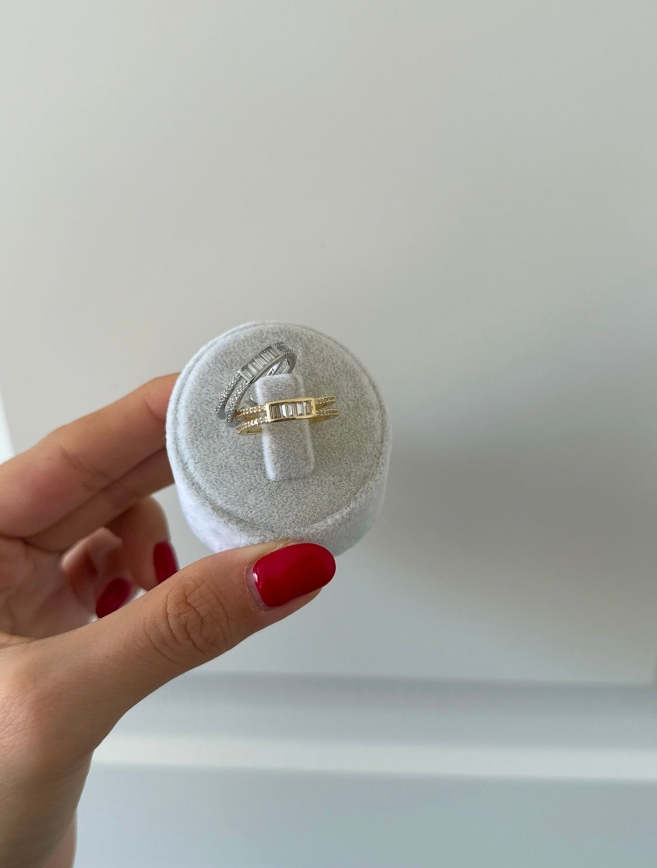 Çift sıra baget detay yüzük