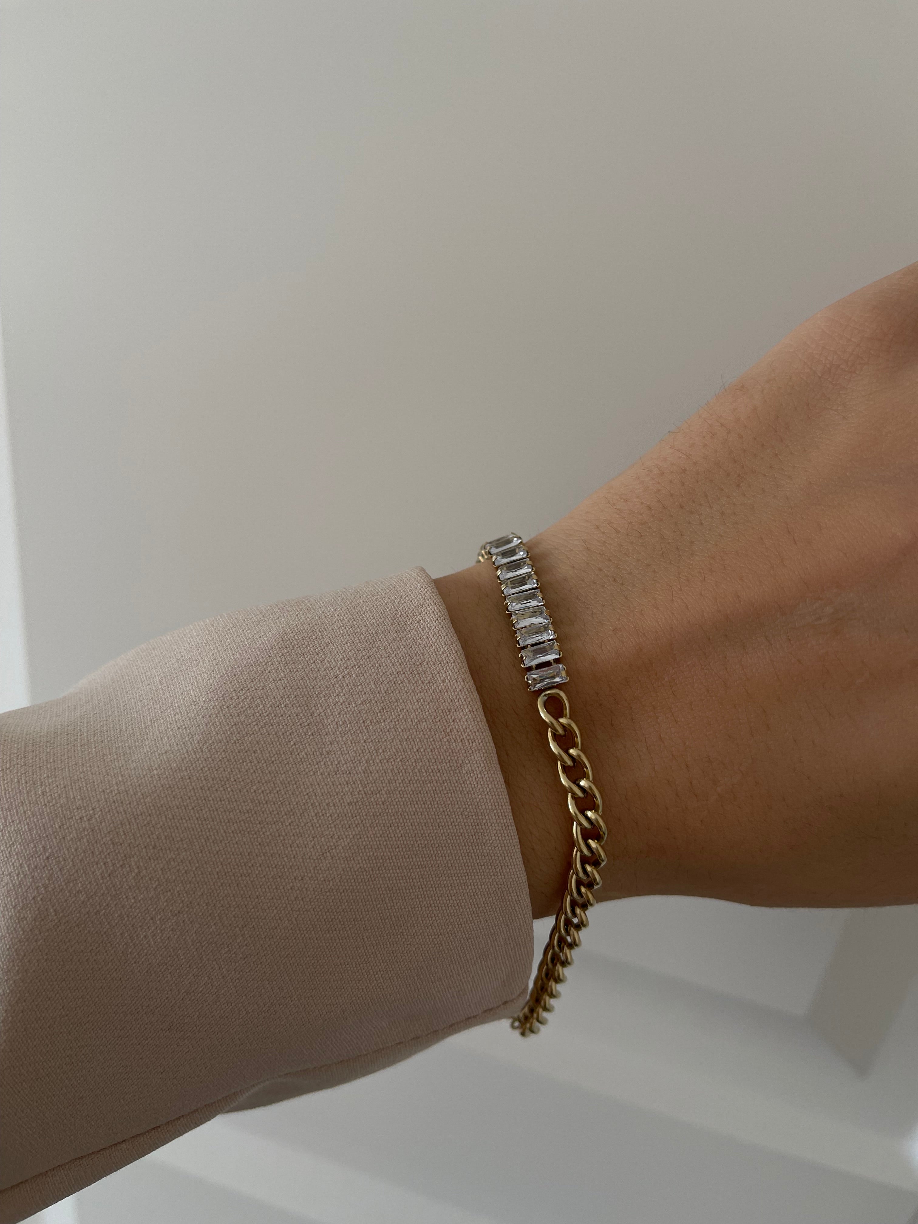 Çelik baget taş mix zincir bileklik