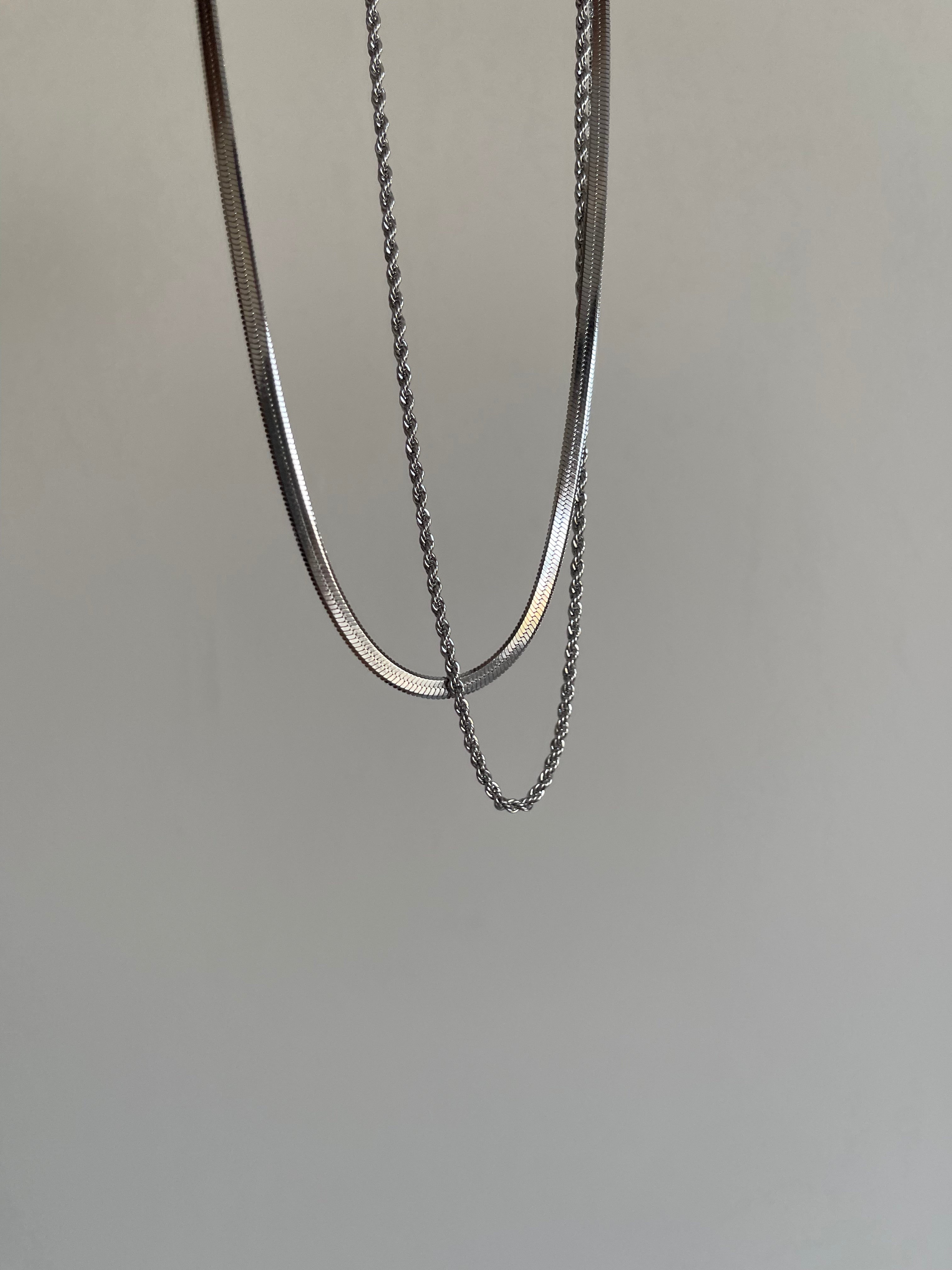 Çelik silver burgu & italyan zincir kolye