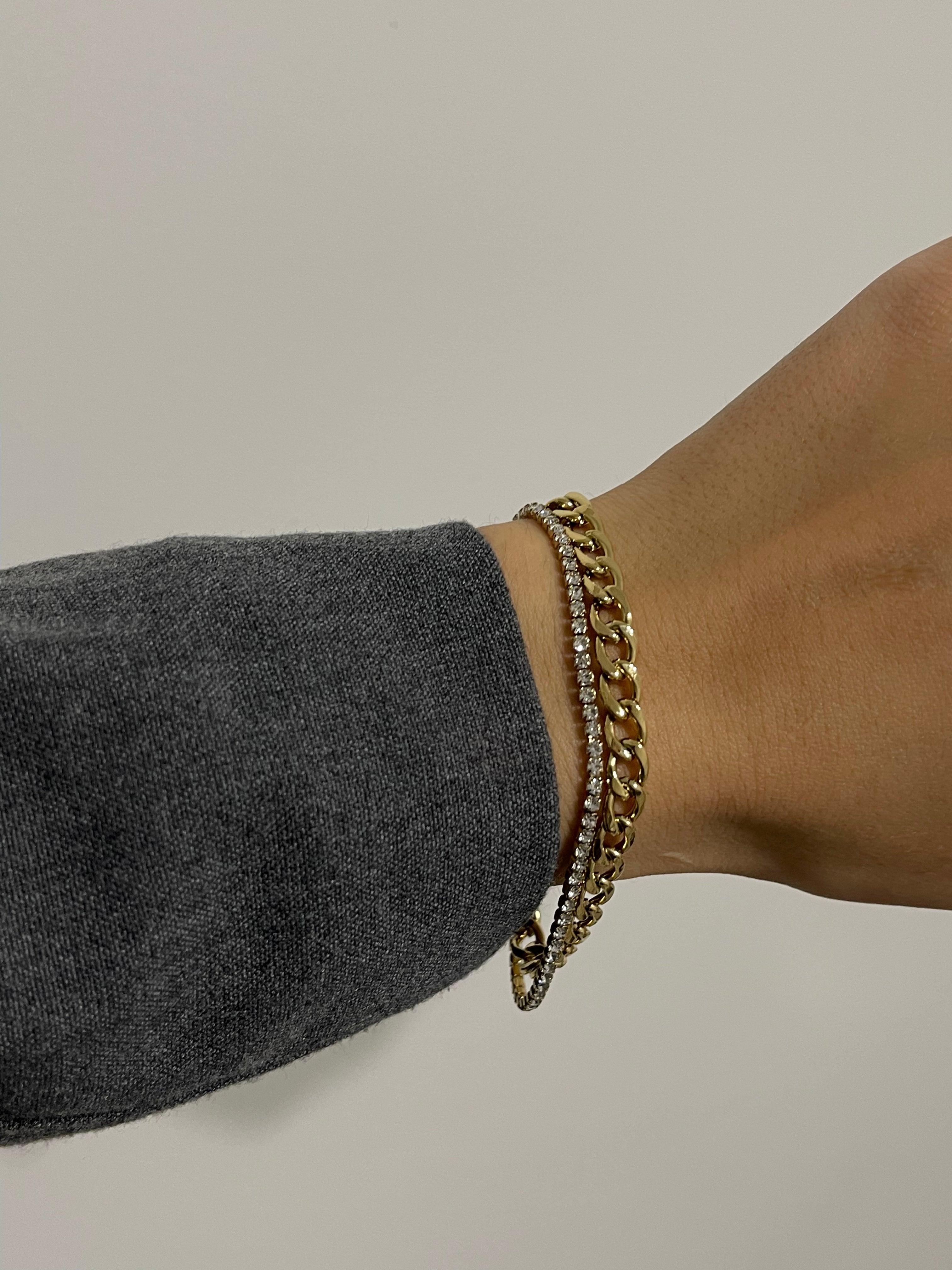 Çelik su yolu & zincir mix bileklik