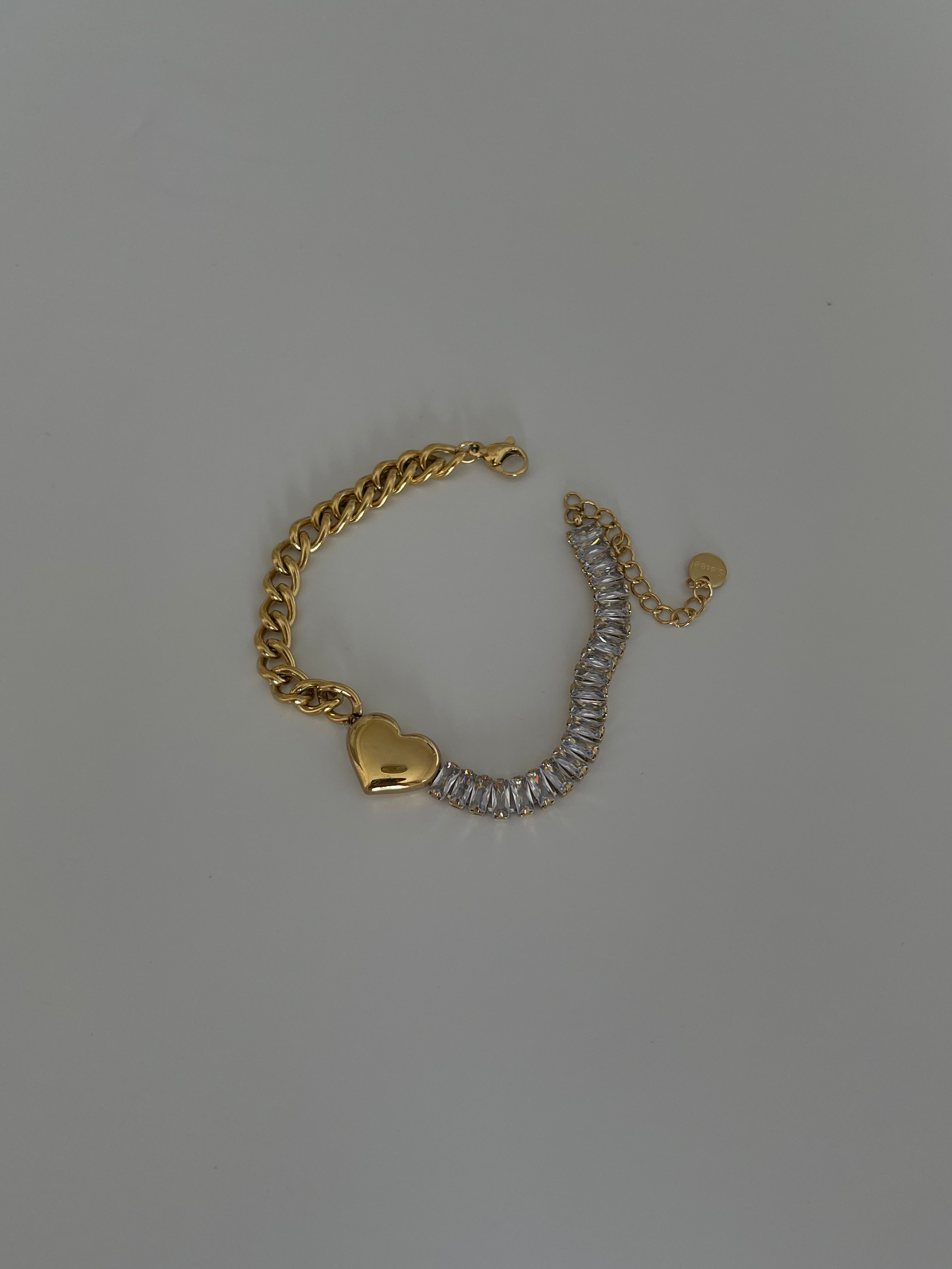 Çelik baget & zincir kalp bileklik