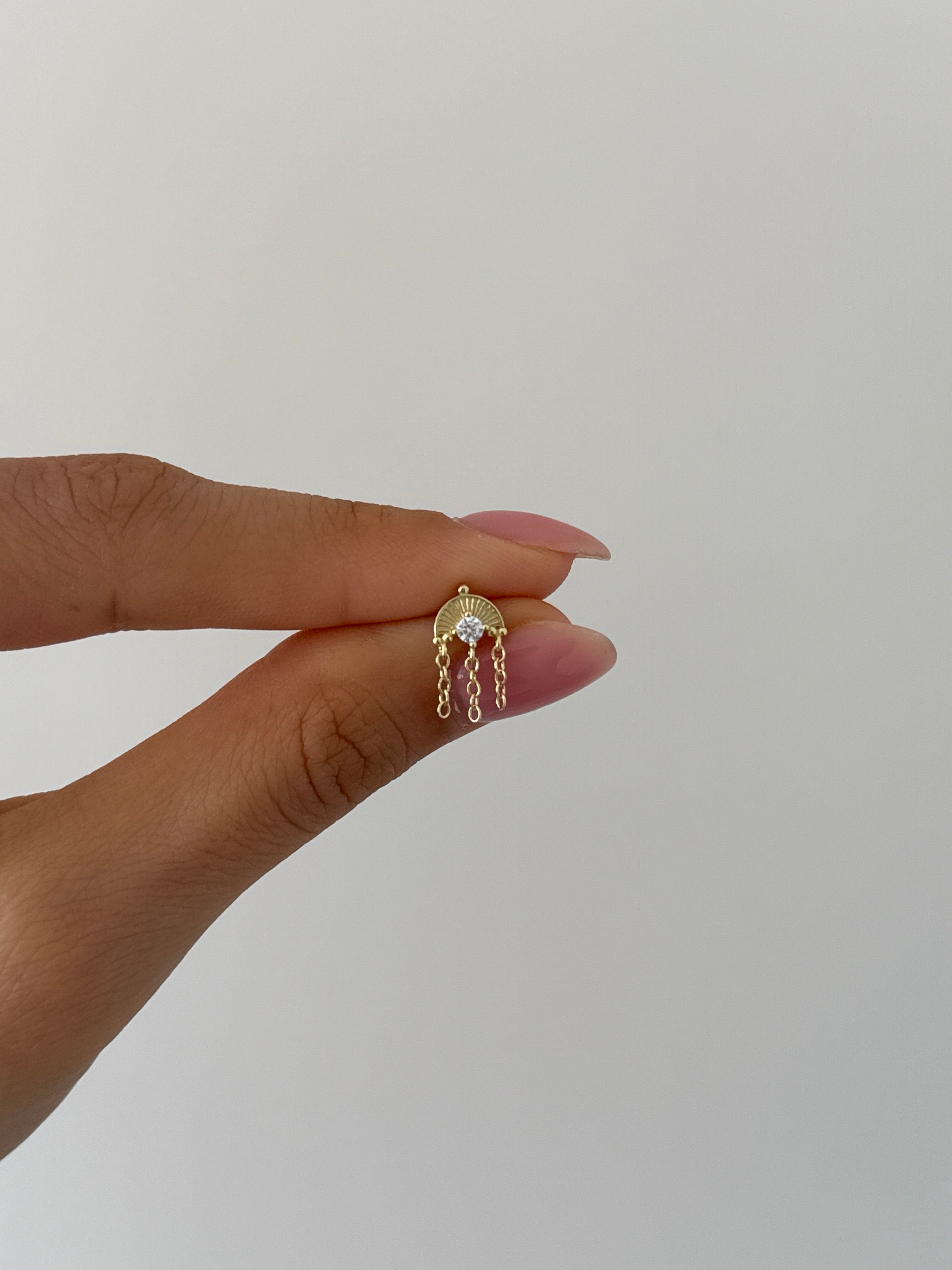 925 gümüş yarım çember zincirli piercing