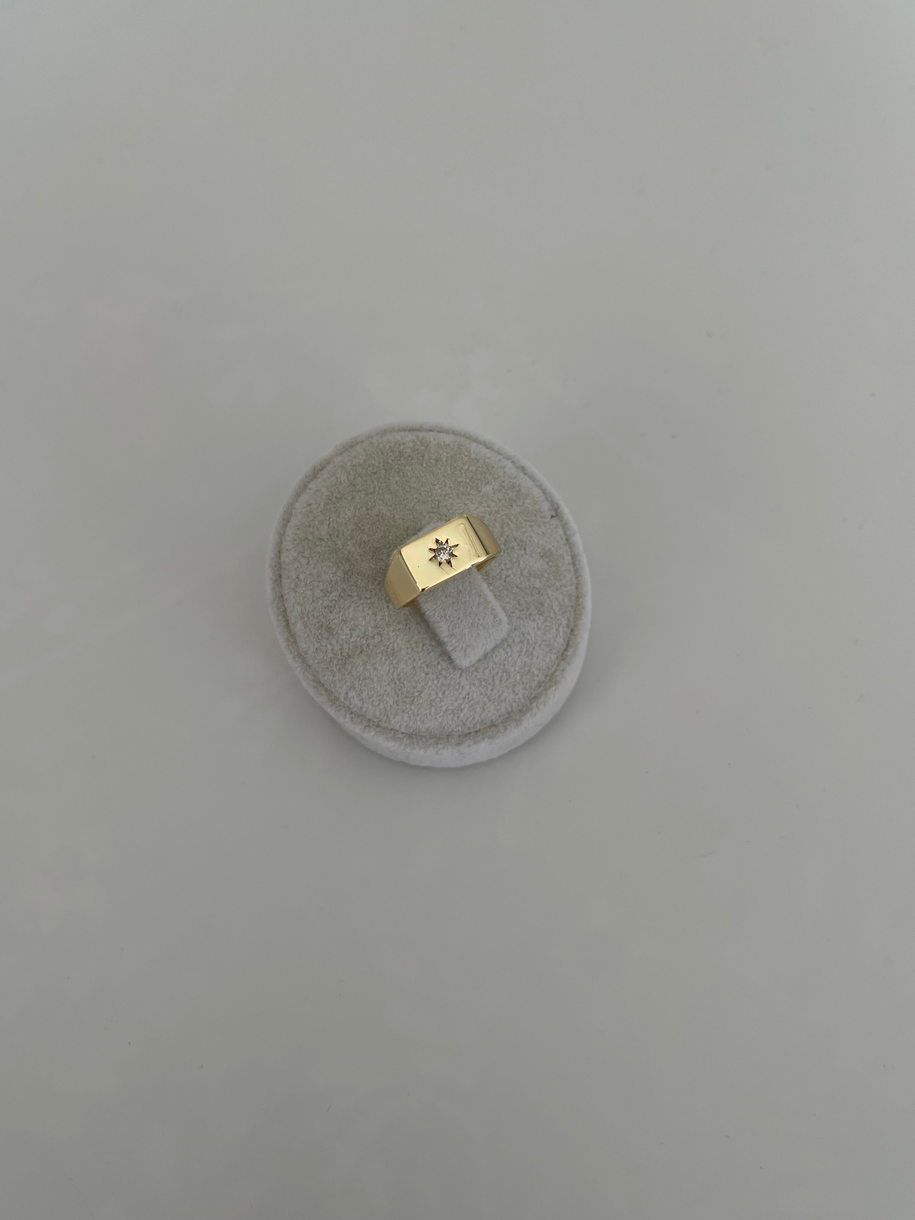 Plaka yıldız serçe parmak yüzüğü