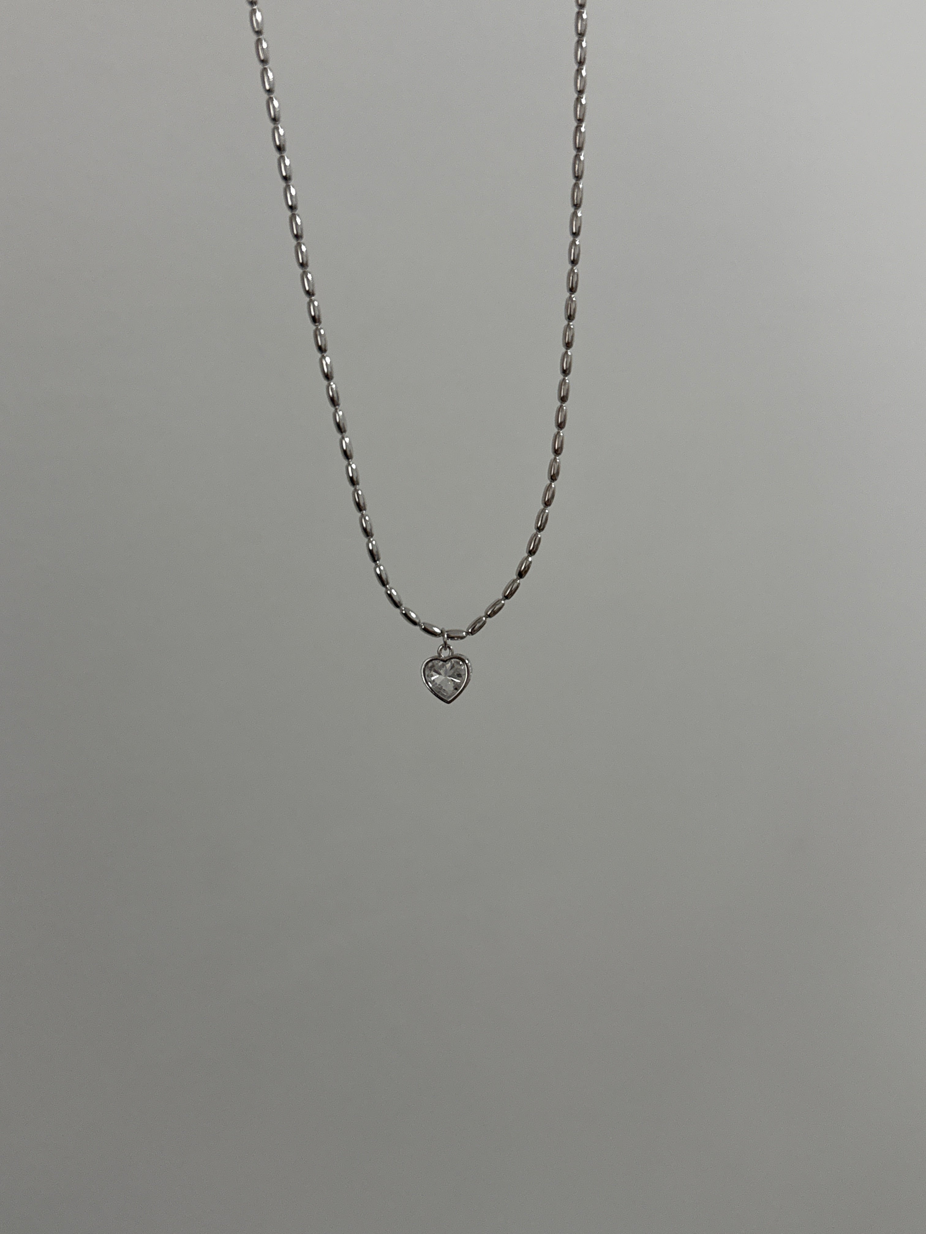 925 gümüş oval halkalı kalp kolye
