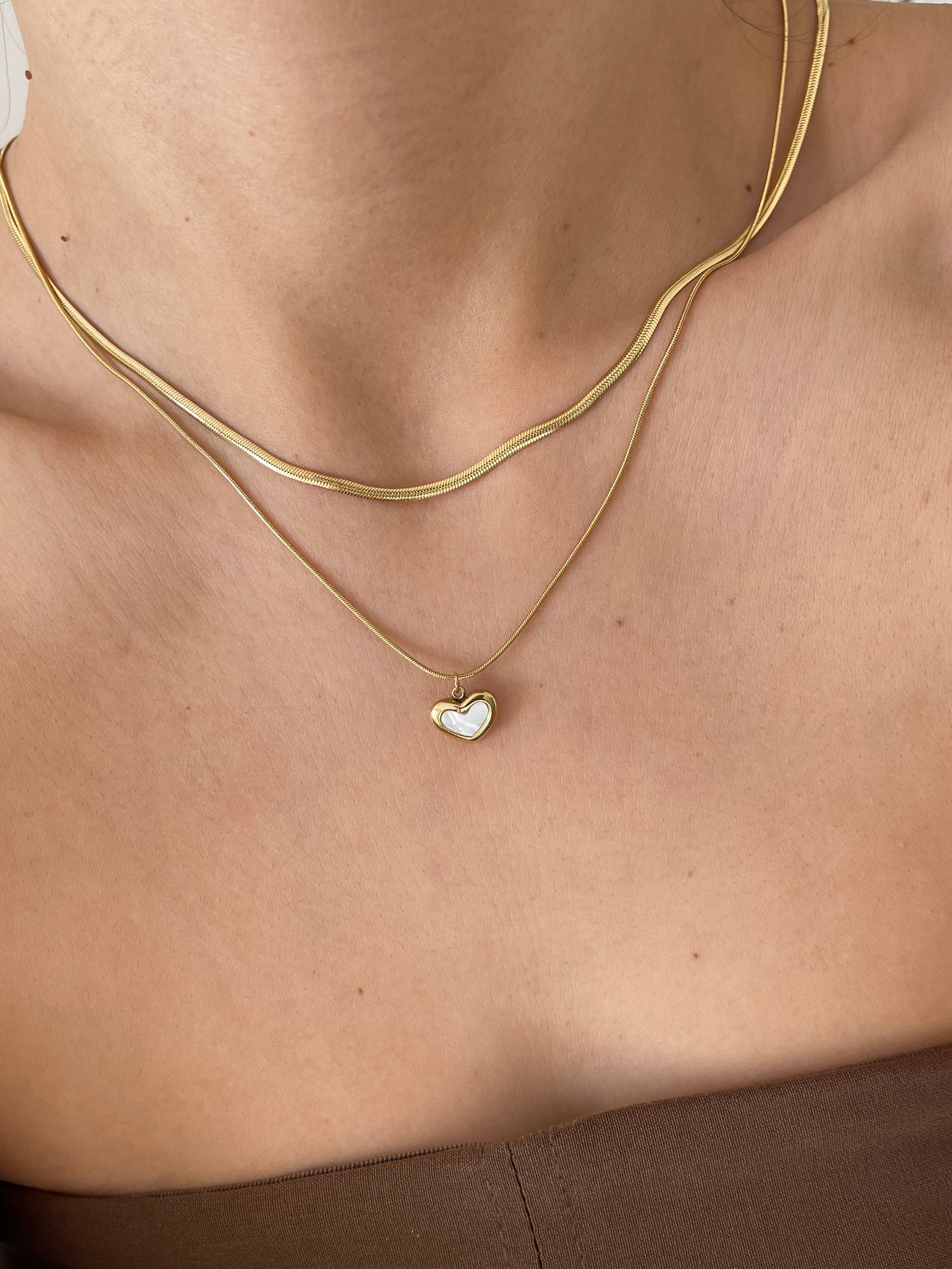 Çelik birleşik basic kalp kolye