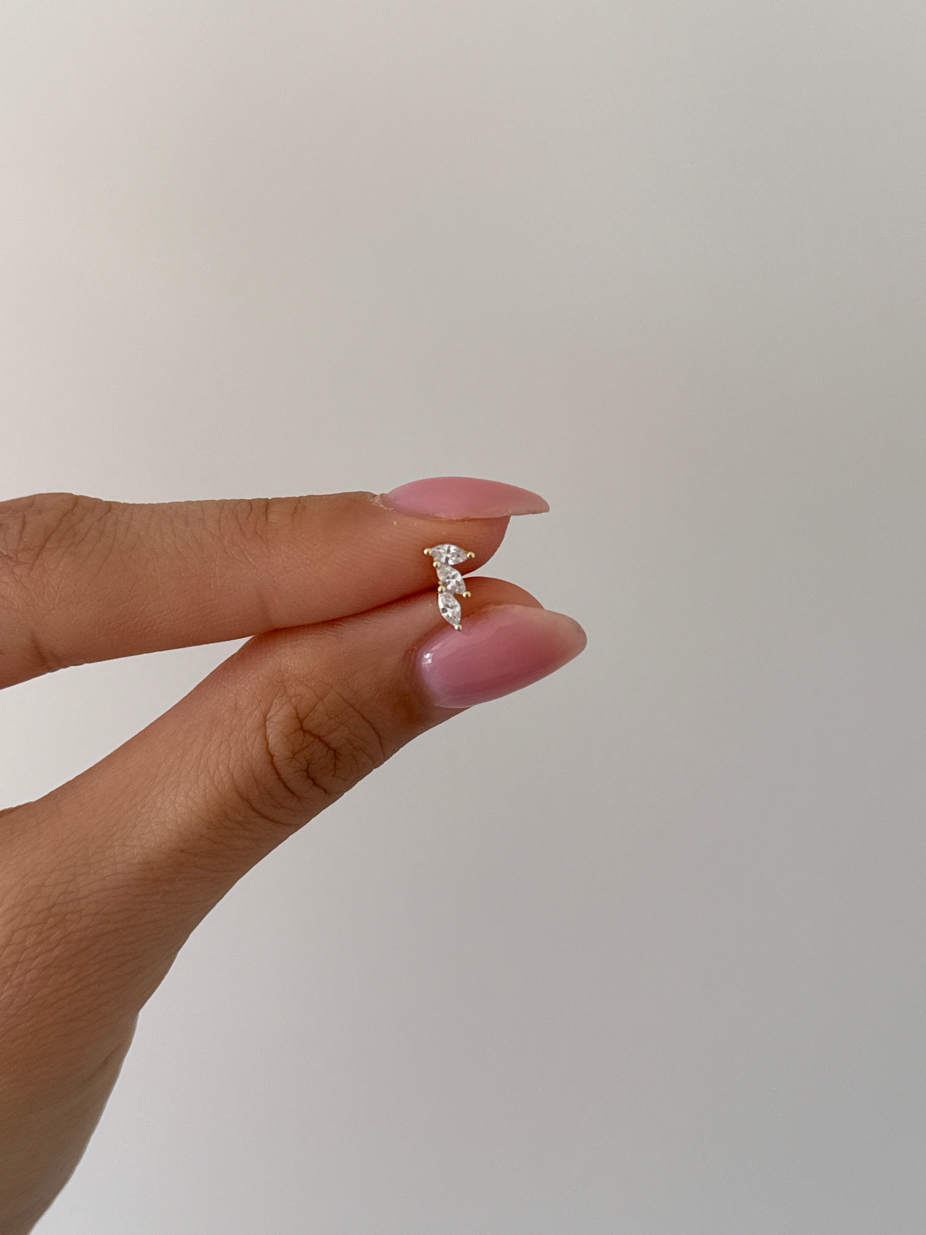925 gümüş triple yaprak piercing