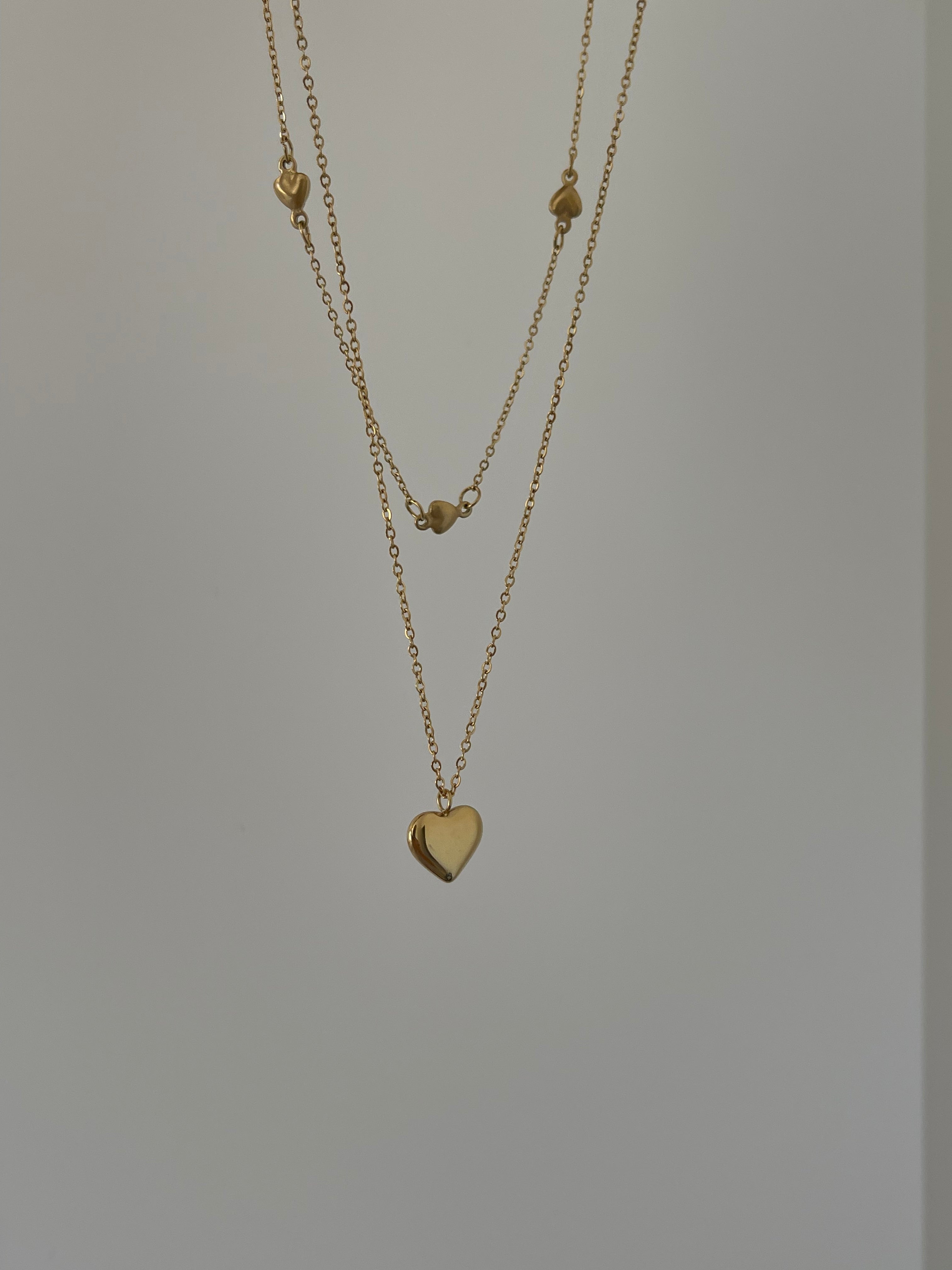 Çelik birleşik zincir kalp kolye