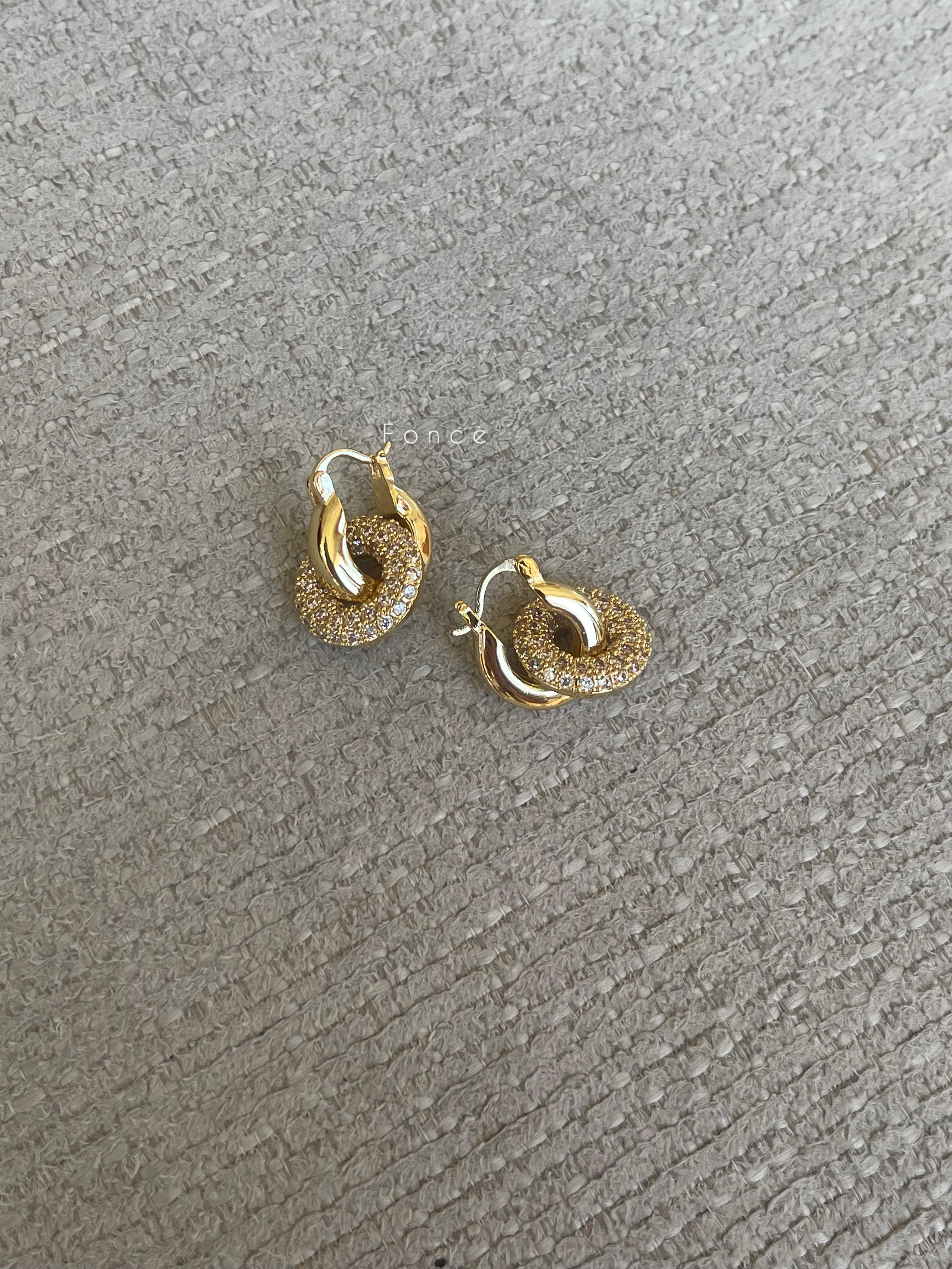 Mix taşlı halka küpe