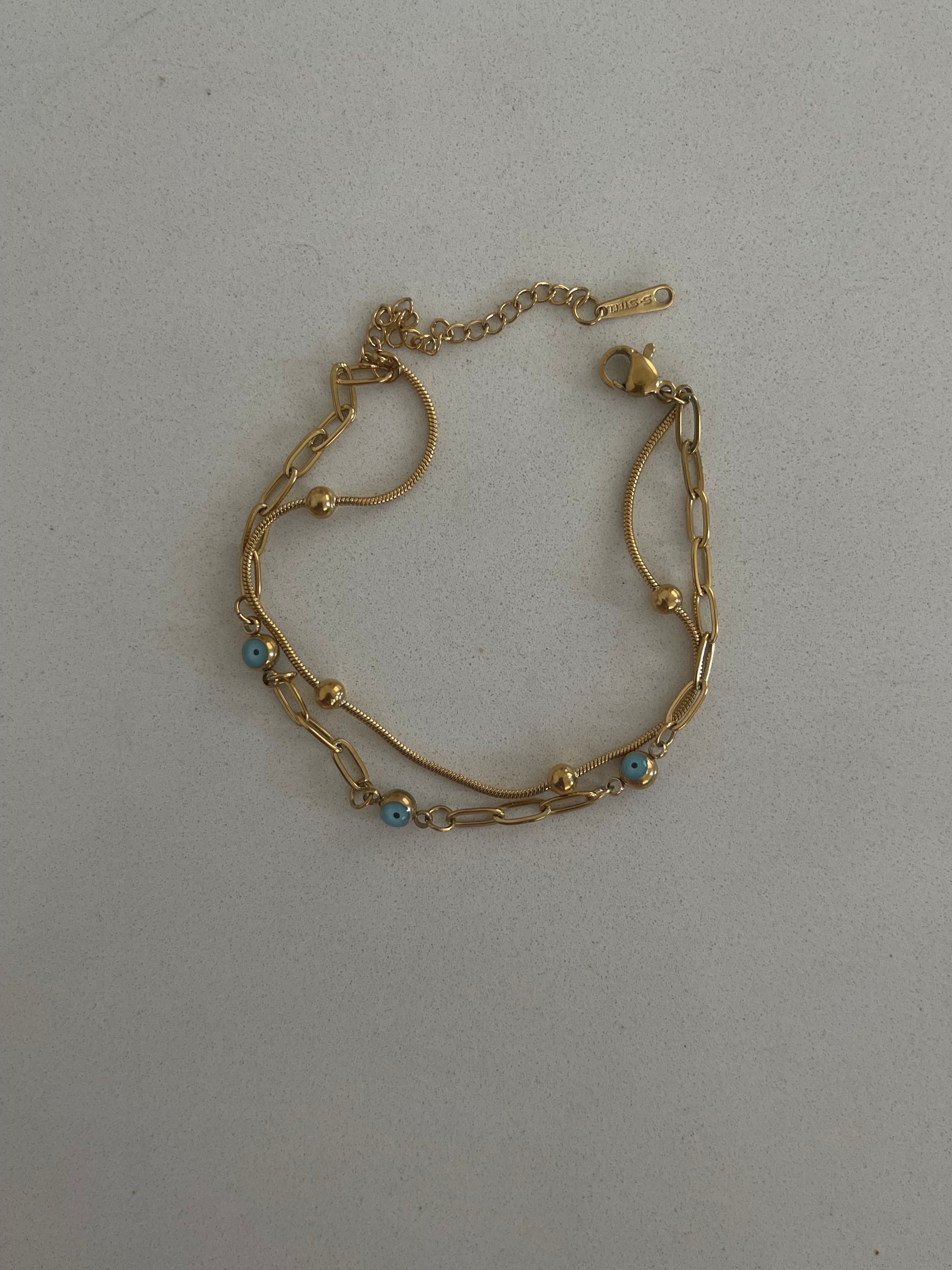 Çelik çift sıra nazar bileklik