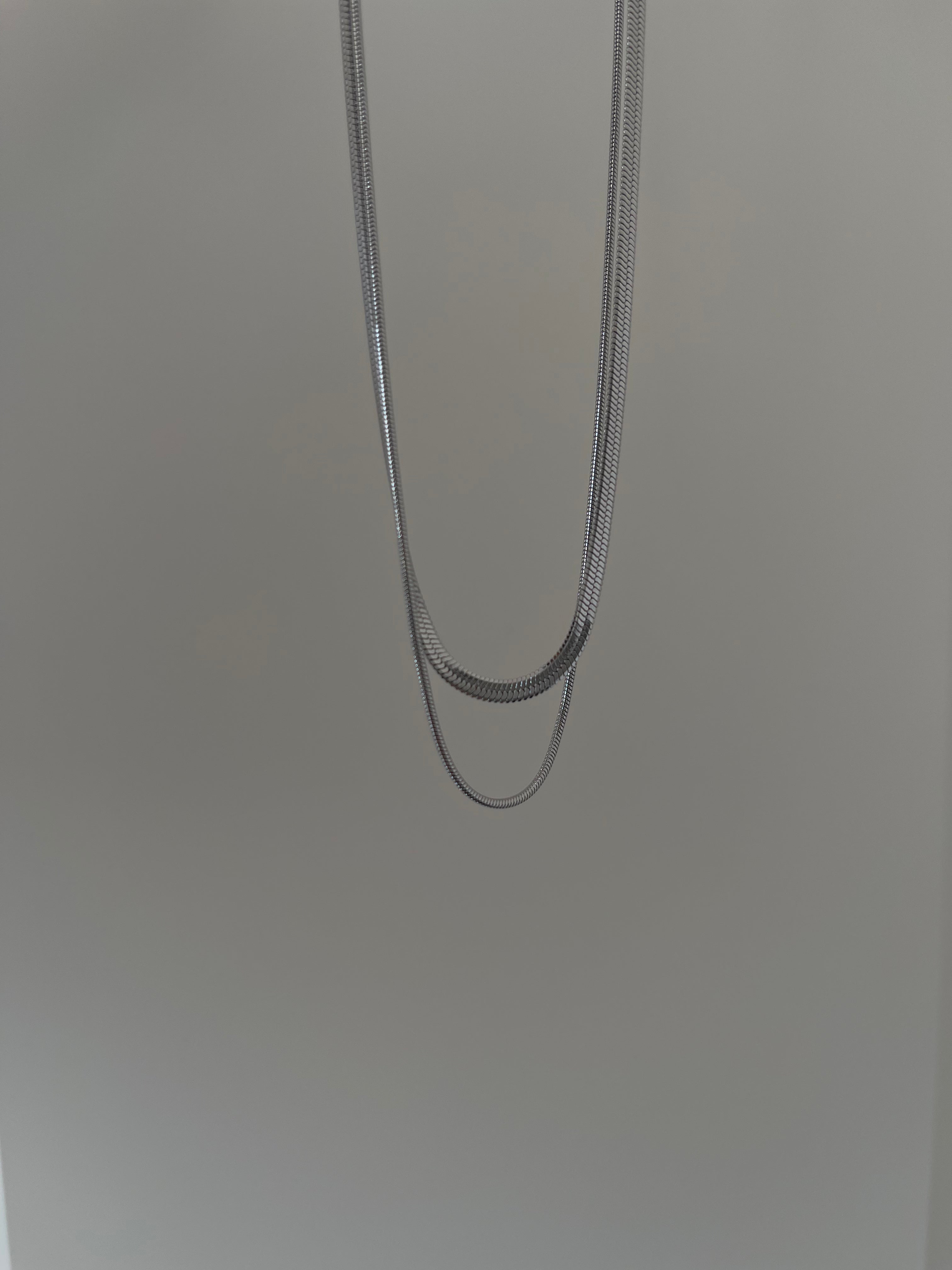 Çelik silver italyan & yılan zincir kolye