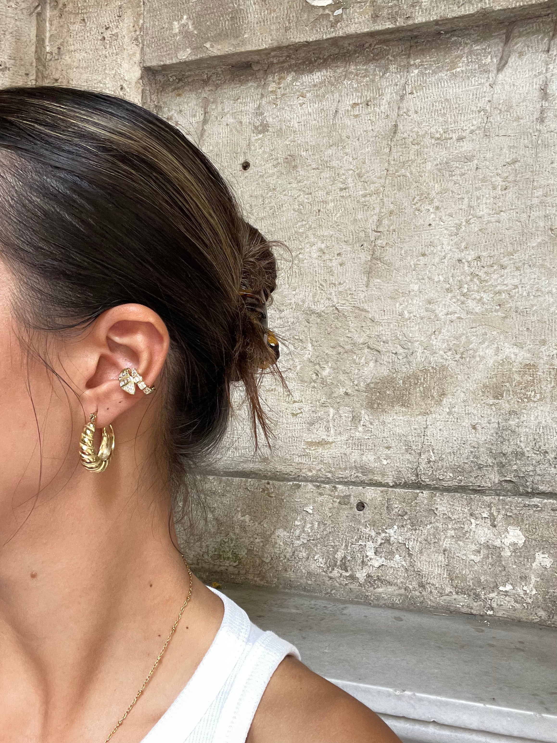 Çelik orta boy kruvasan küpe