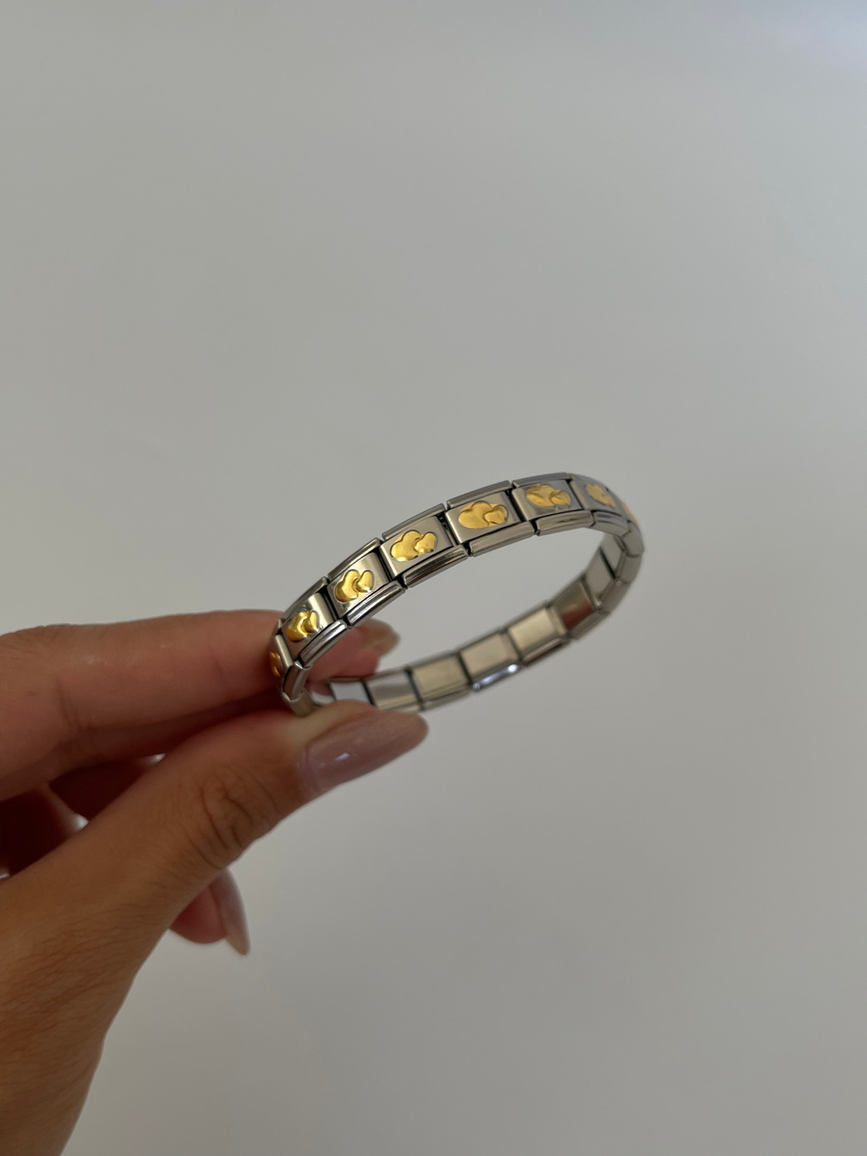 Çelik çift kalpli mix bileklik