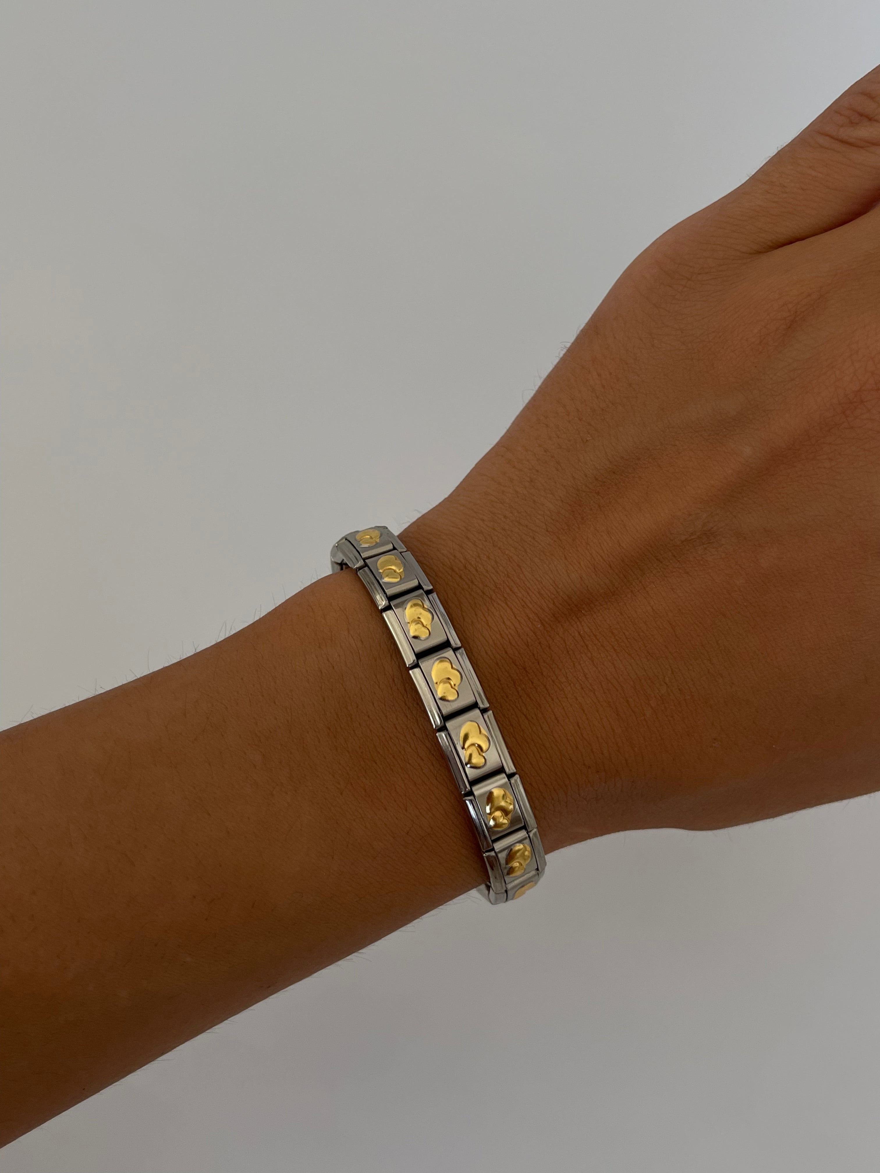 Çelik çift kalpli mix bileklik