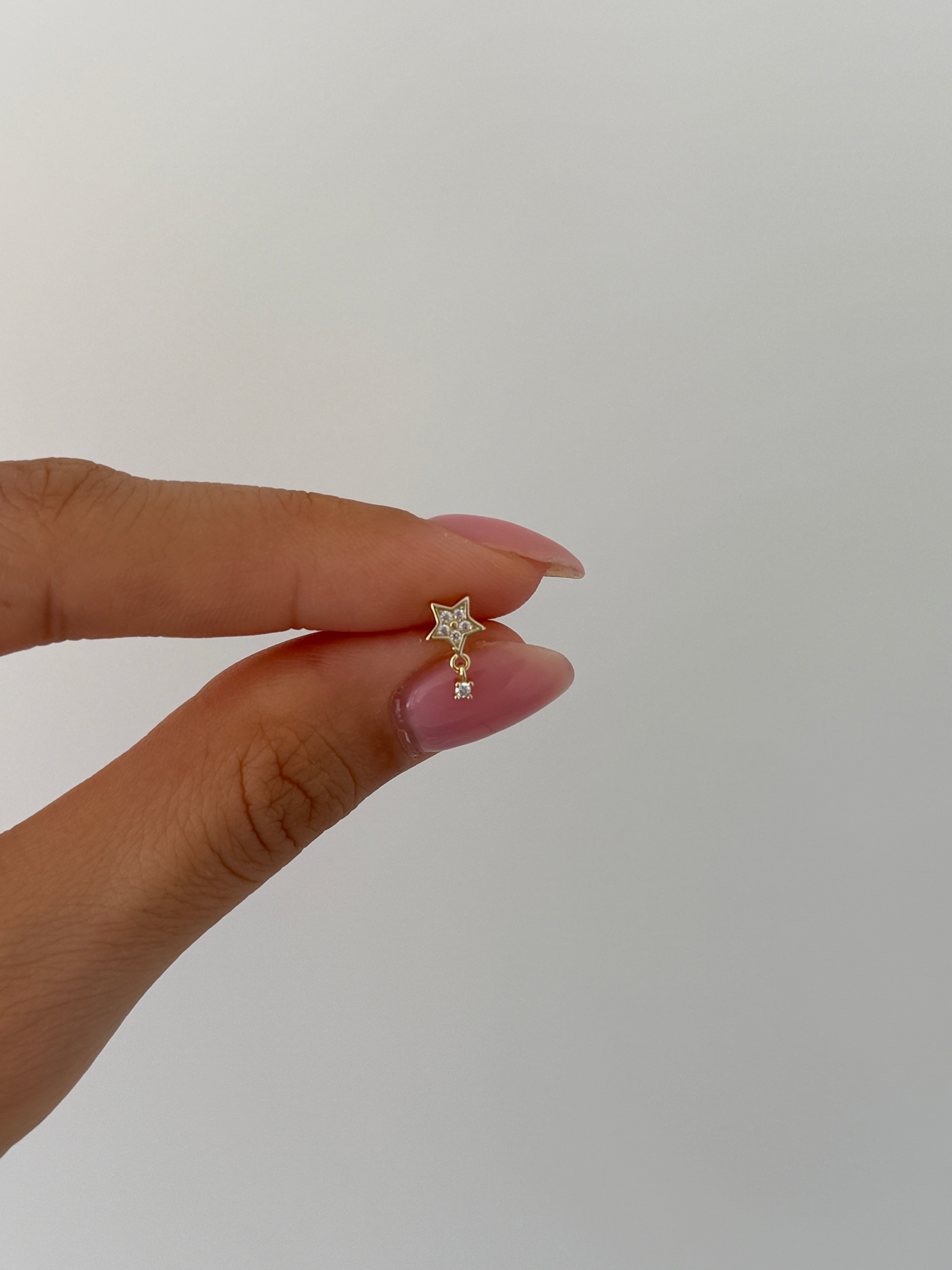 925 gümüş yıldız sallantı taş piercing